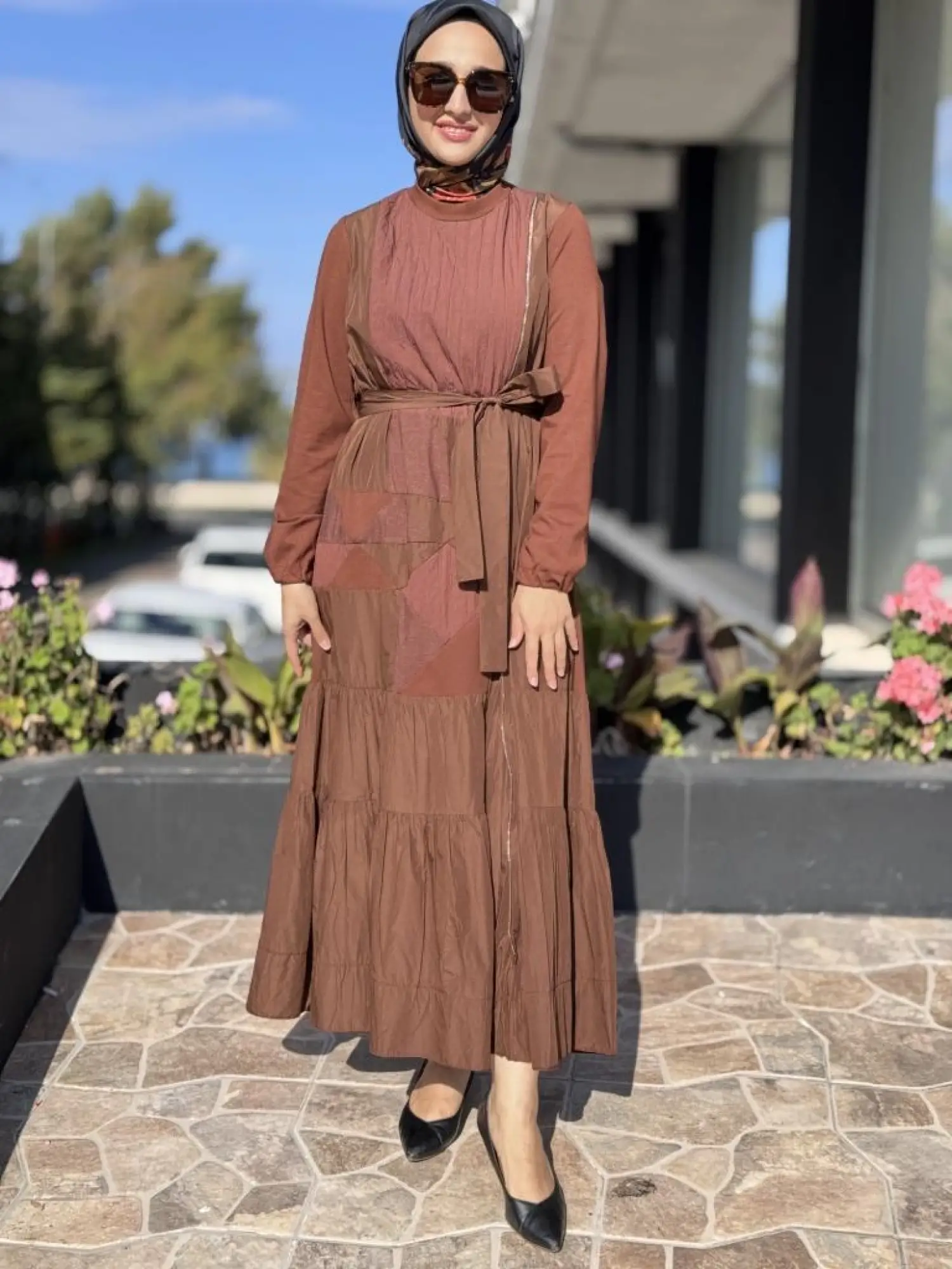 Misswhence Boydan Fermuar Kapalı Kraşlı Petcwork Elbise 38813