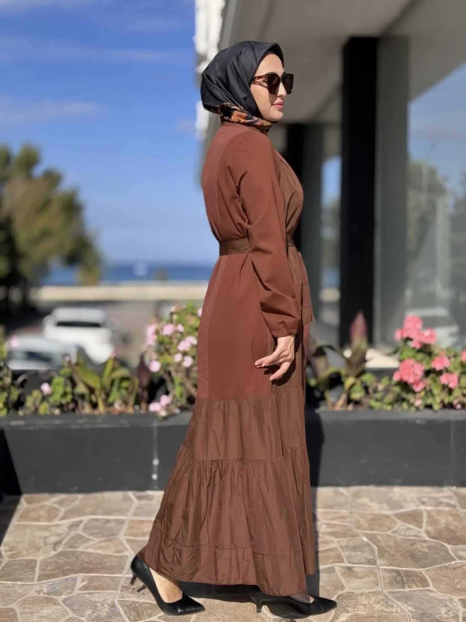 Misswhence Boydan Fermuar Kapalı Kraşlı Petcwork Elbise 38813