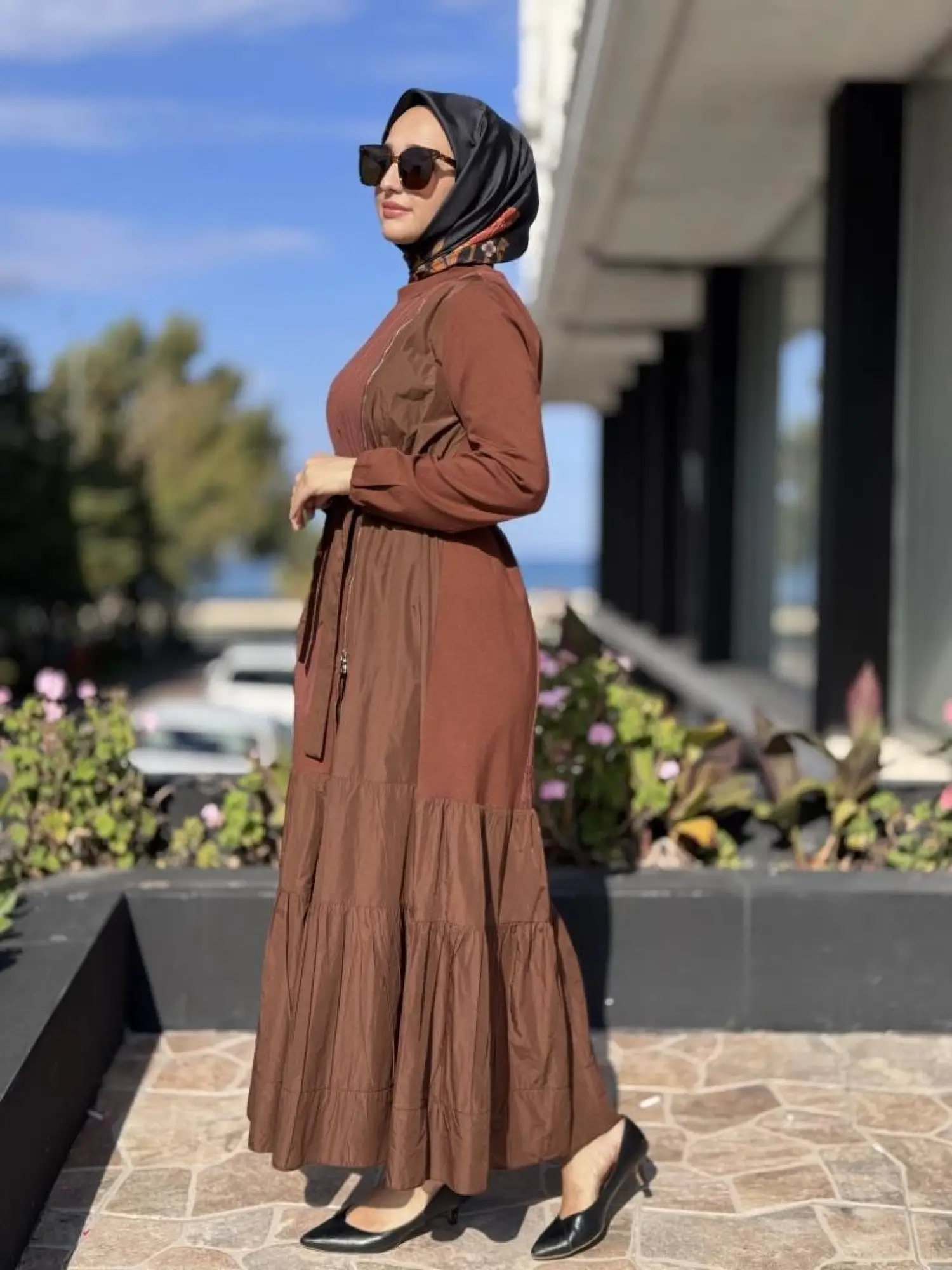 Misswhence Boydan Fermuar Kapalı Kraşlı Petcwork Elbise 38813