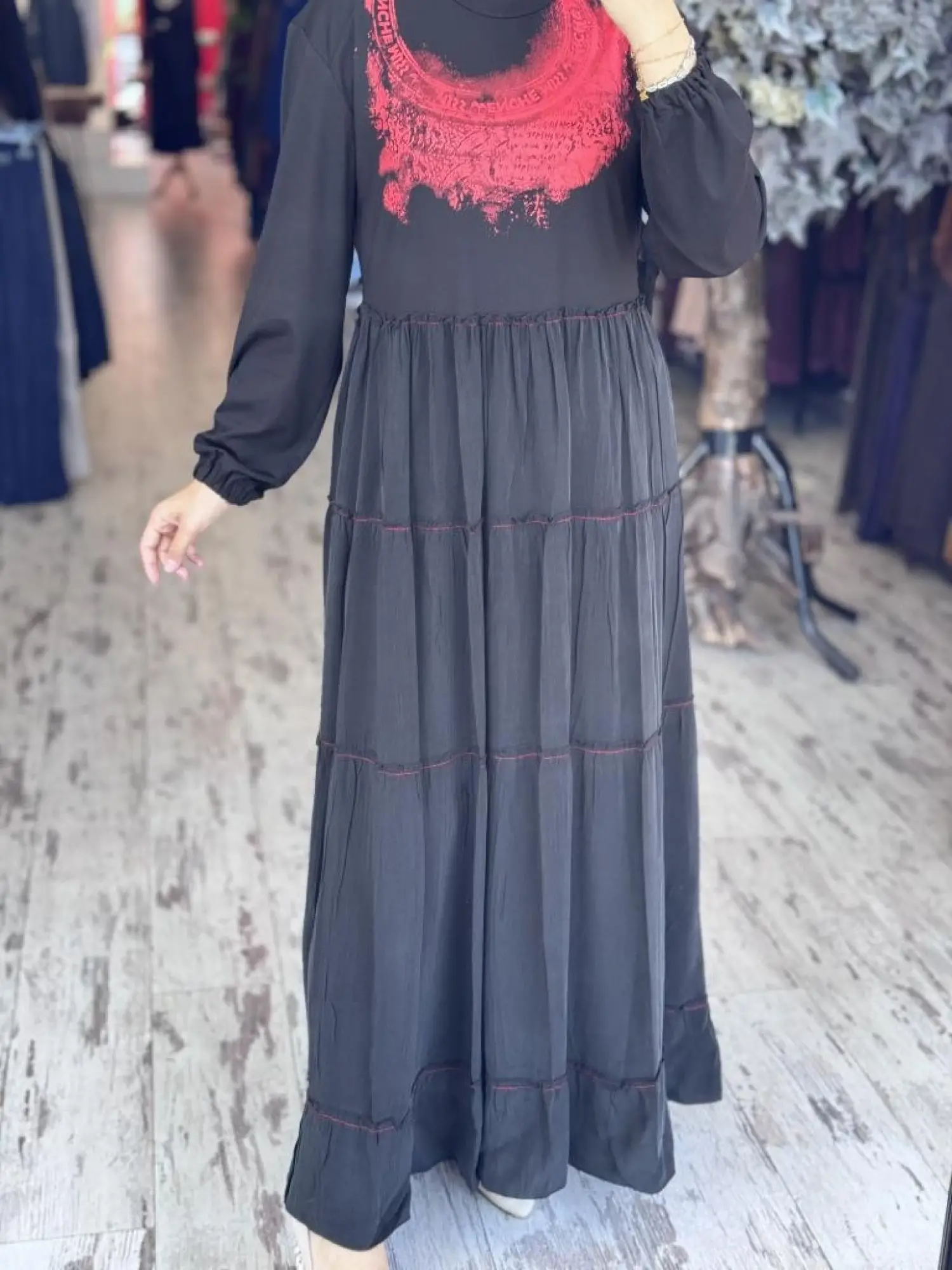 Misswhence Çanta Aksesuarlı Baskılı Modal İpek Elbise 37834