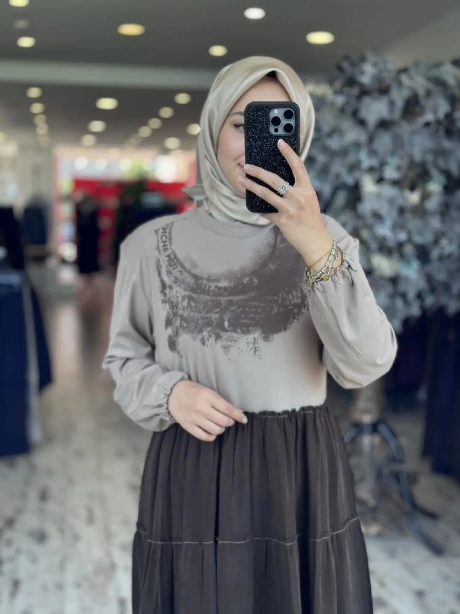 Misswhence Çanta Aksesuarlı Baskılı Modal İpek Elbise 37834