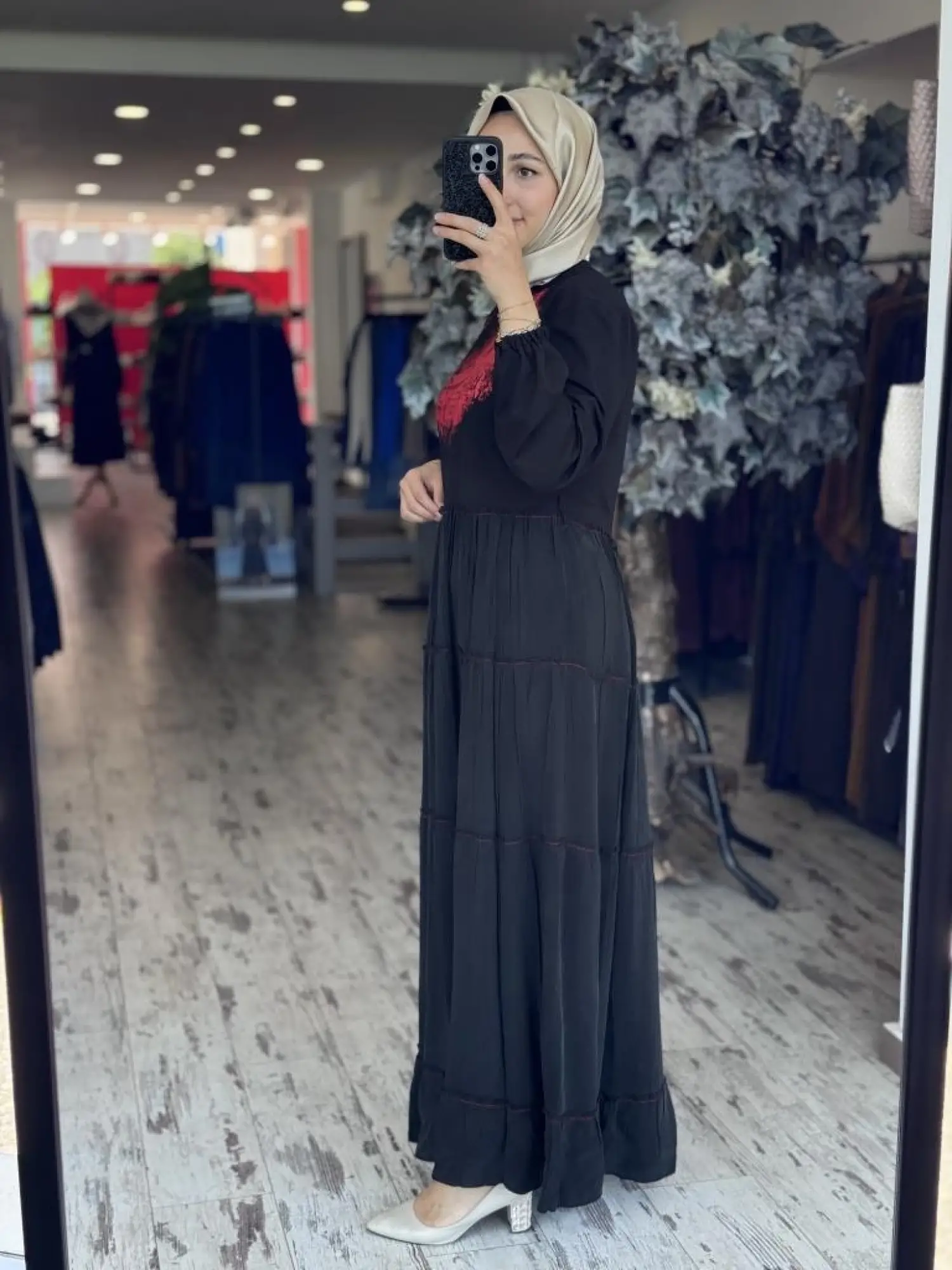 Misswhence Çanta Aksesuarlı Baskılı Modal İpek Elbise 37834