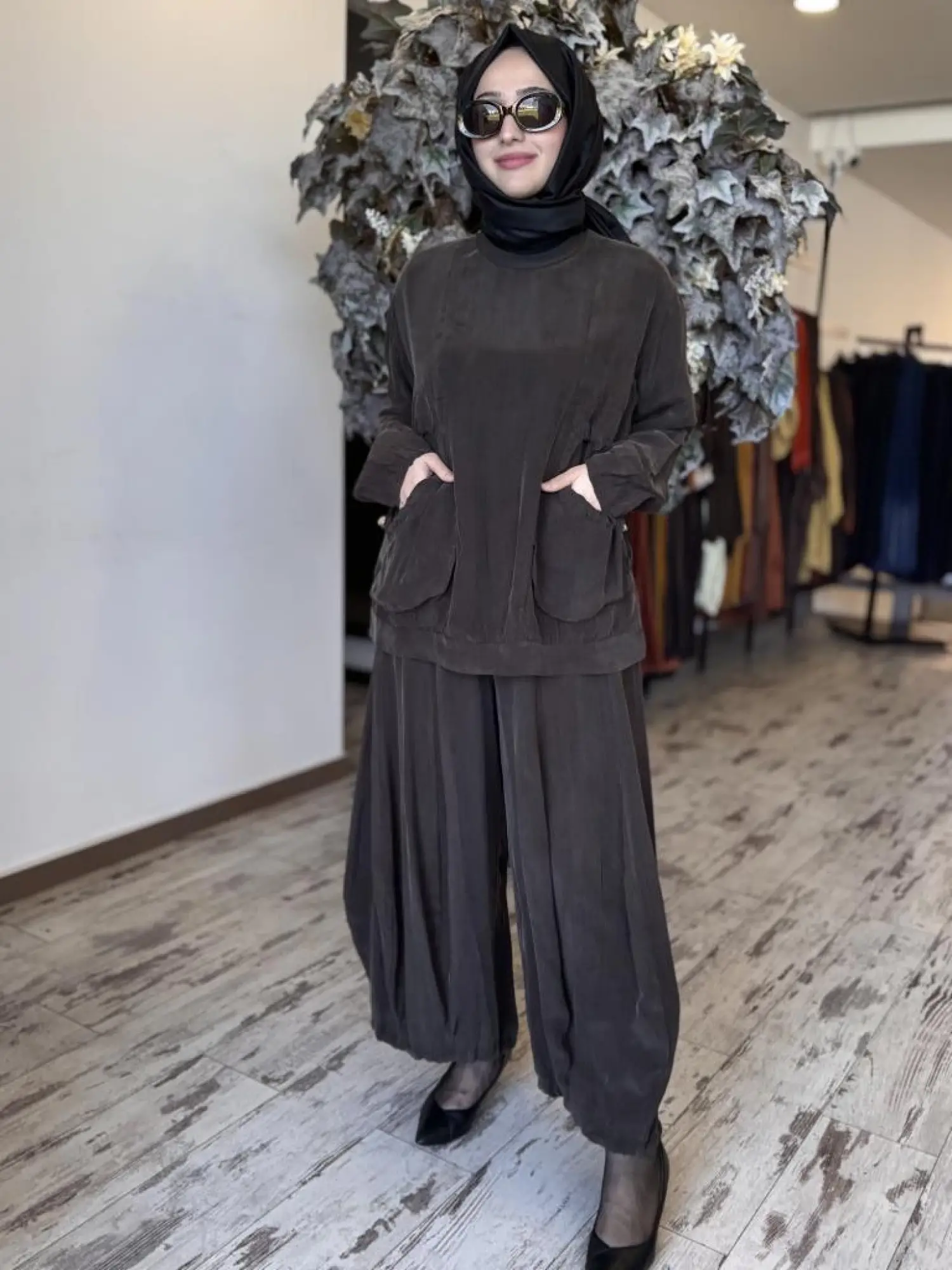 Misswhence Cep Detaylı Cupra İpek Bluz Şalvar Takım 37014