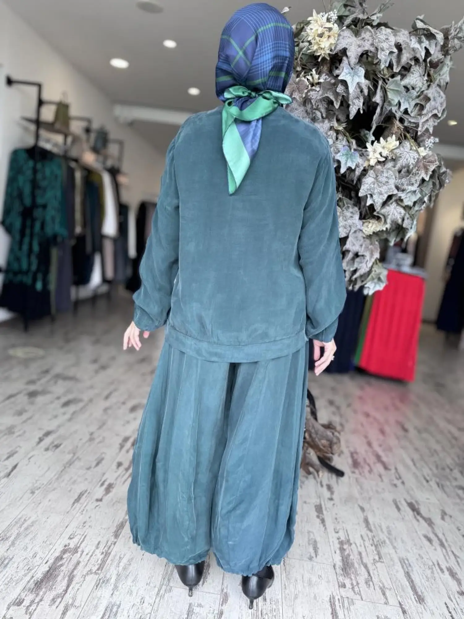 Misswhence Cep Detaylı Cupra İpek Bluz Şalvar Takım 37014