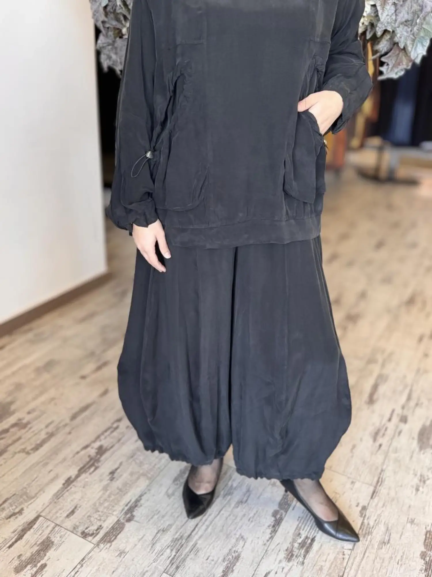 Misswhence Cep Detaylı Cupra İpek Bluz Şalvar Takım 37014