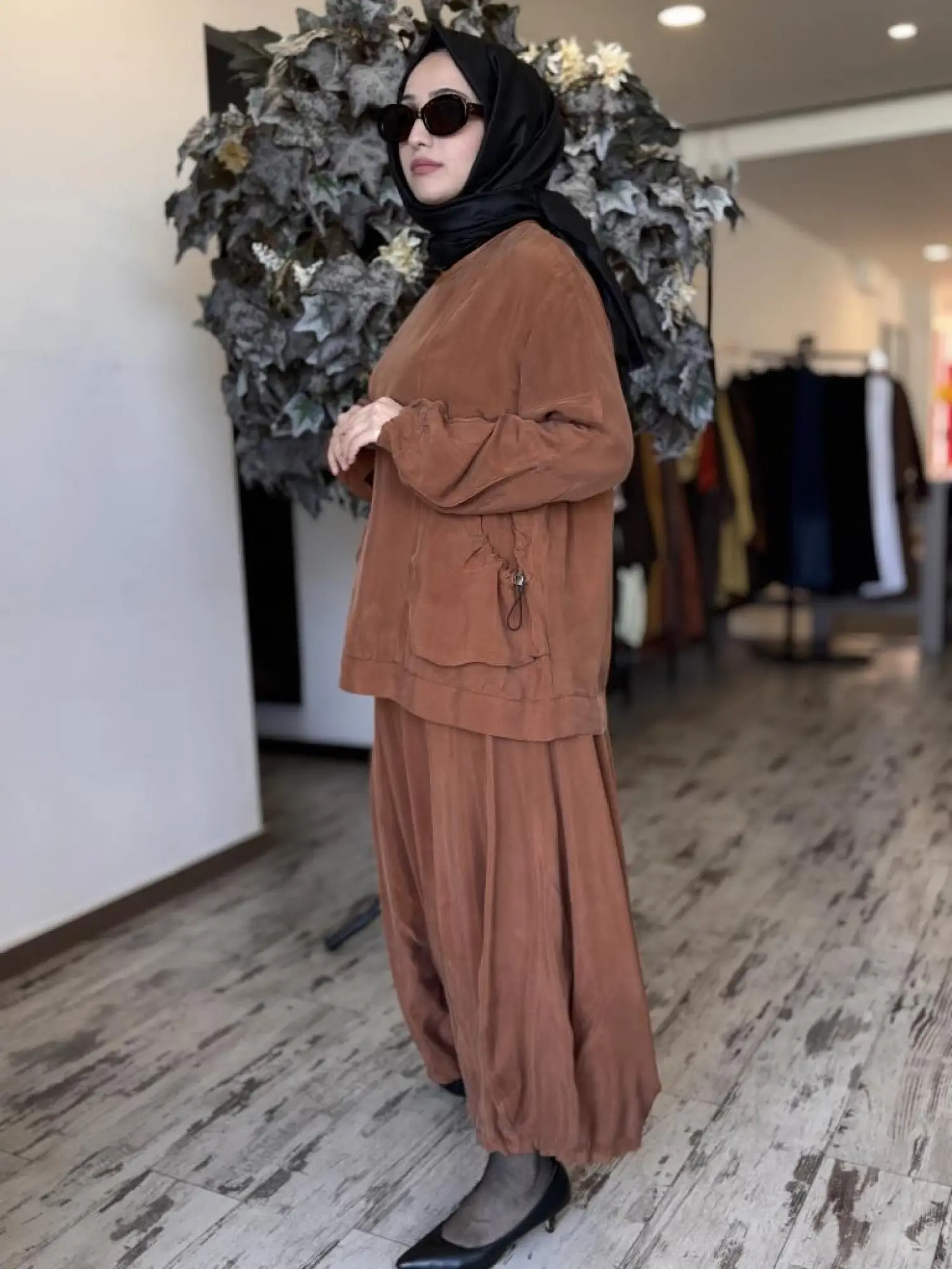 Misswhence Cep Detaylı Cupra İpek Bluz Şalvar Takım 37014