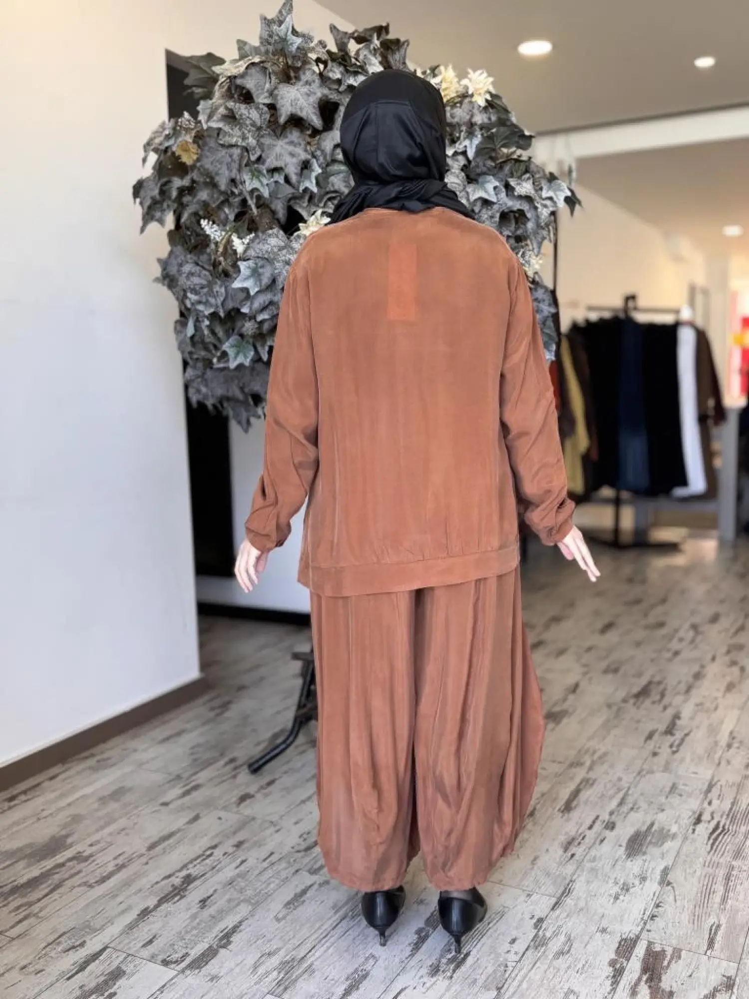 Misswhence Cep Detaylı Cupra İpek Bluz Şalvar Takım 37014