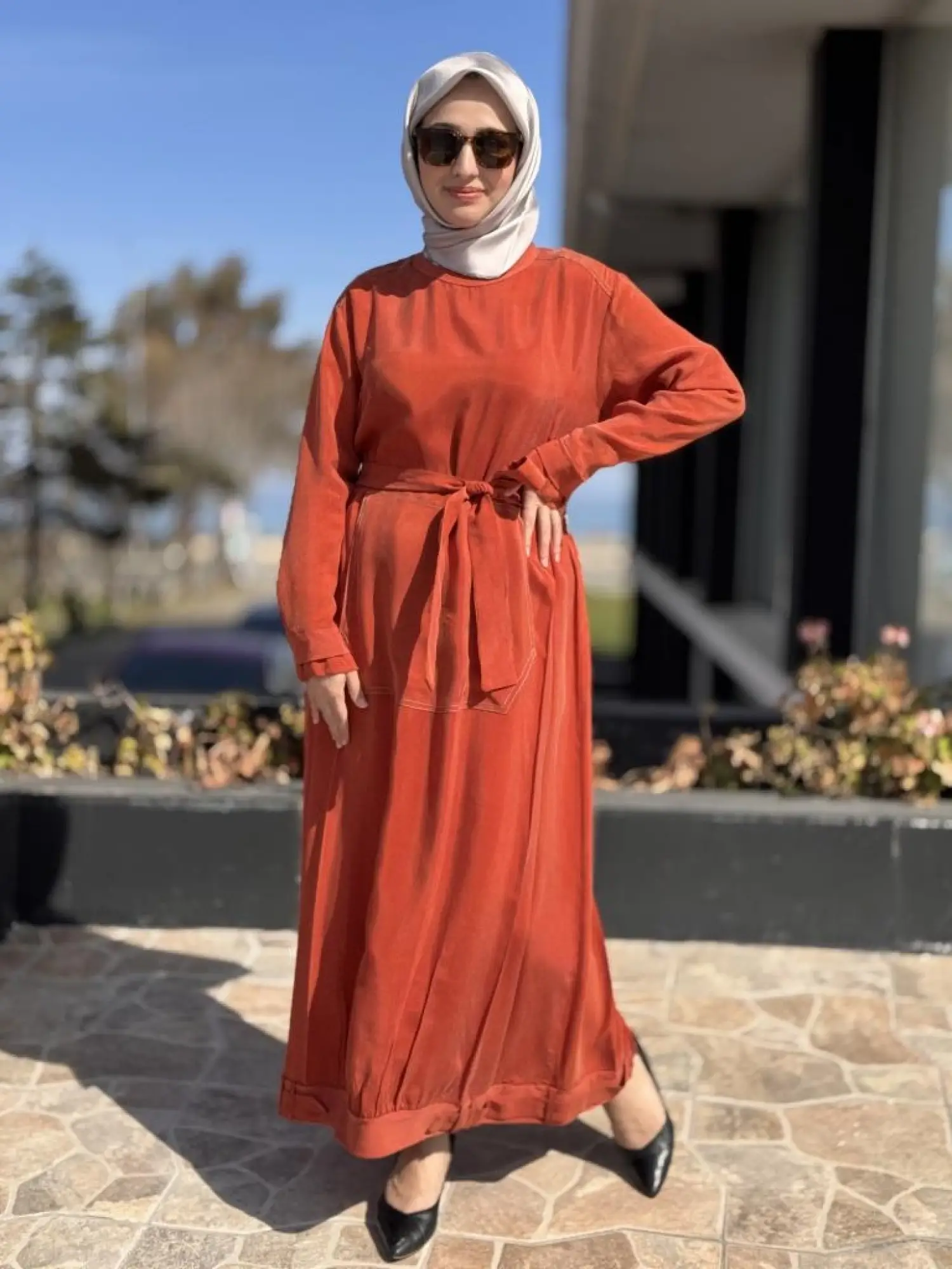 Misswhence Cep Detaylı Spor Dikişli Cupra İpek Elbise 37838