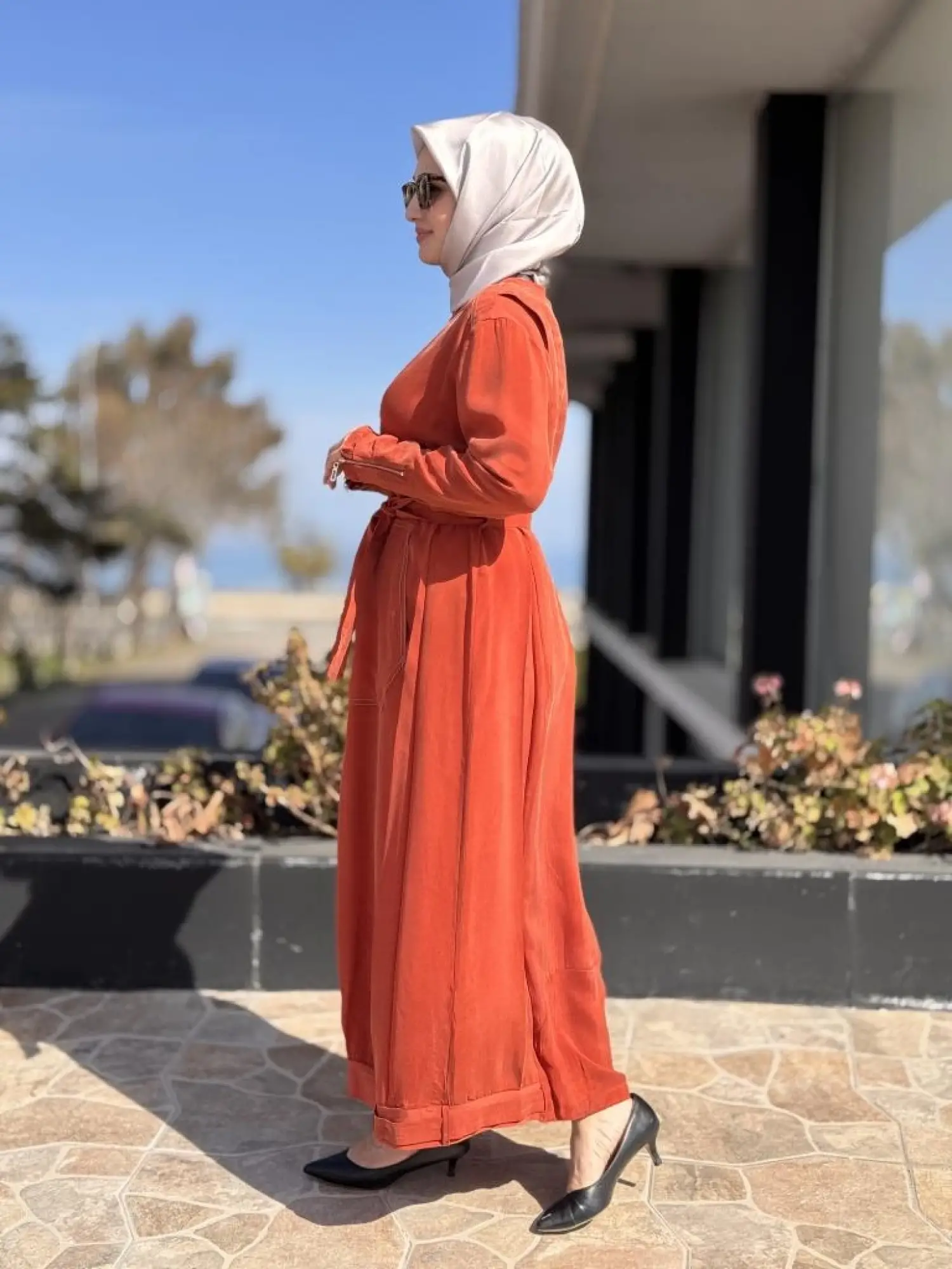 Misswhence Cep Detaylı Spor Dikişli Cupra İpek Elbise 37838