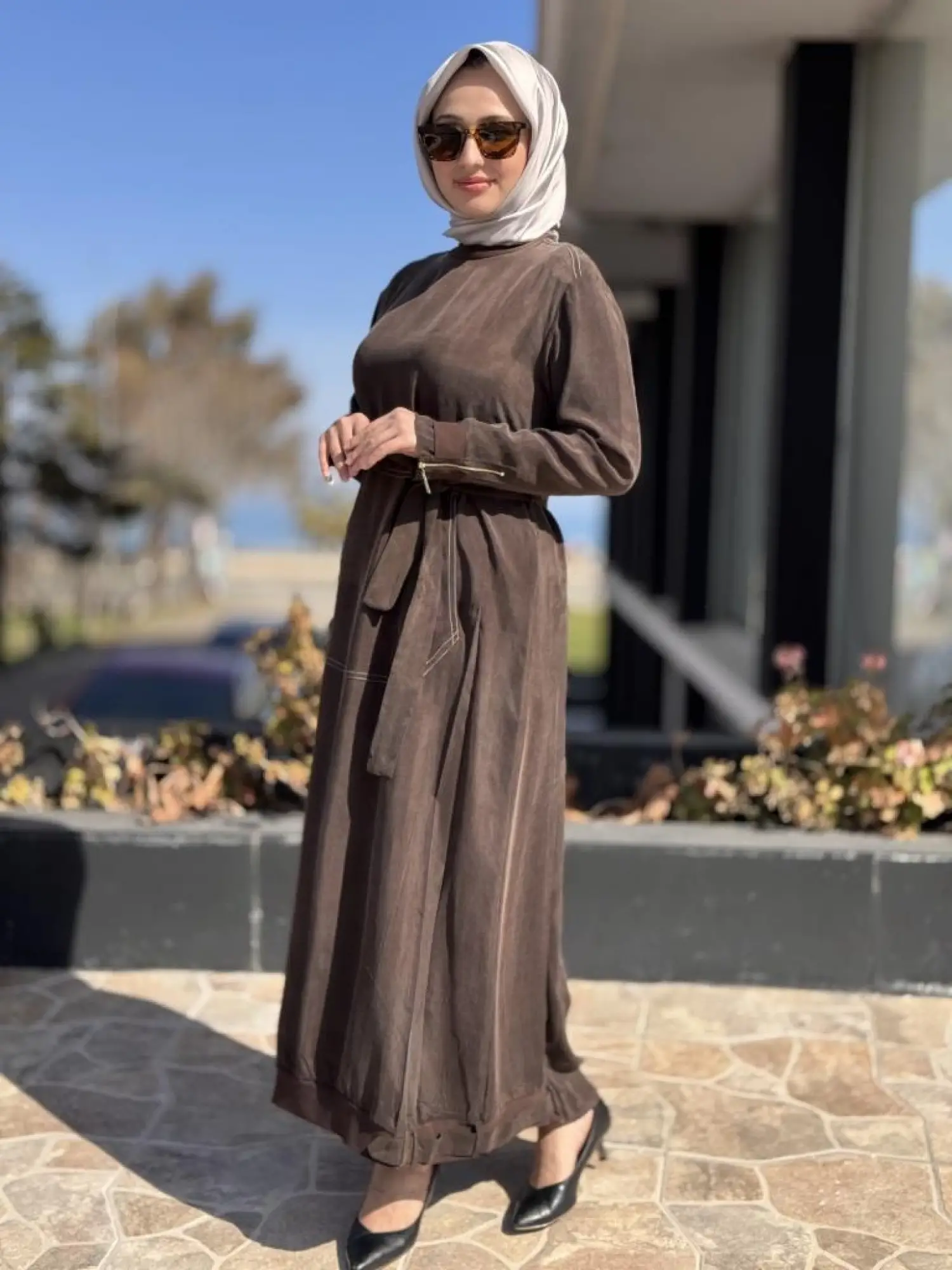 Misswhence Cep Detaylı Spor Dikişli Cupra İpek Elbise 37838