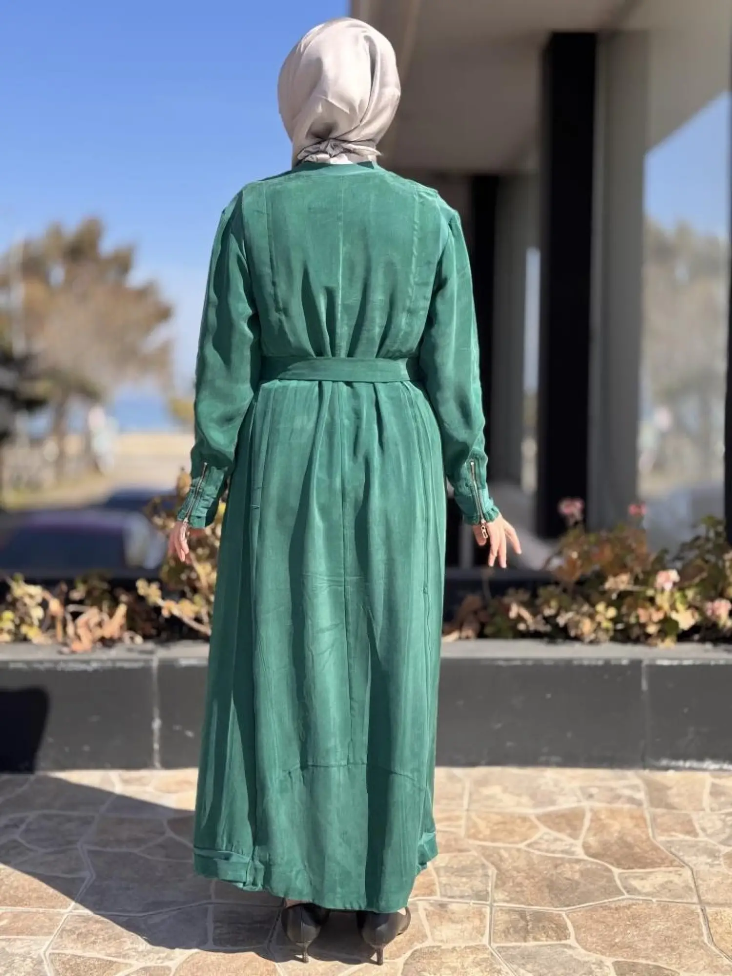 Misswhence Cep Detaylı Spor Dikişli Cupra İpek Elbise 37838