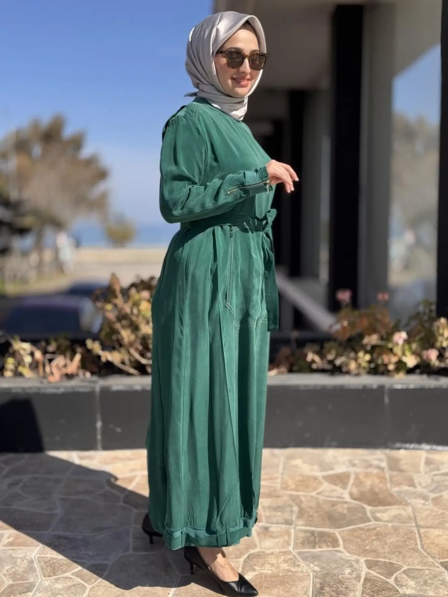 Misswhence Cep Detaylı Spor Dikişli Cupra İpek Elbise 37838