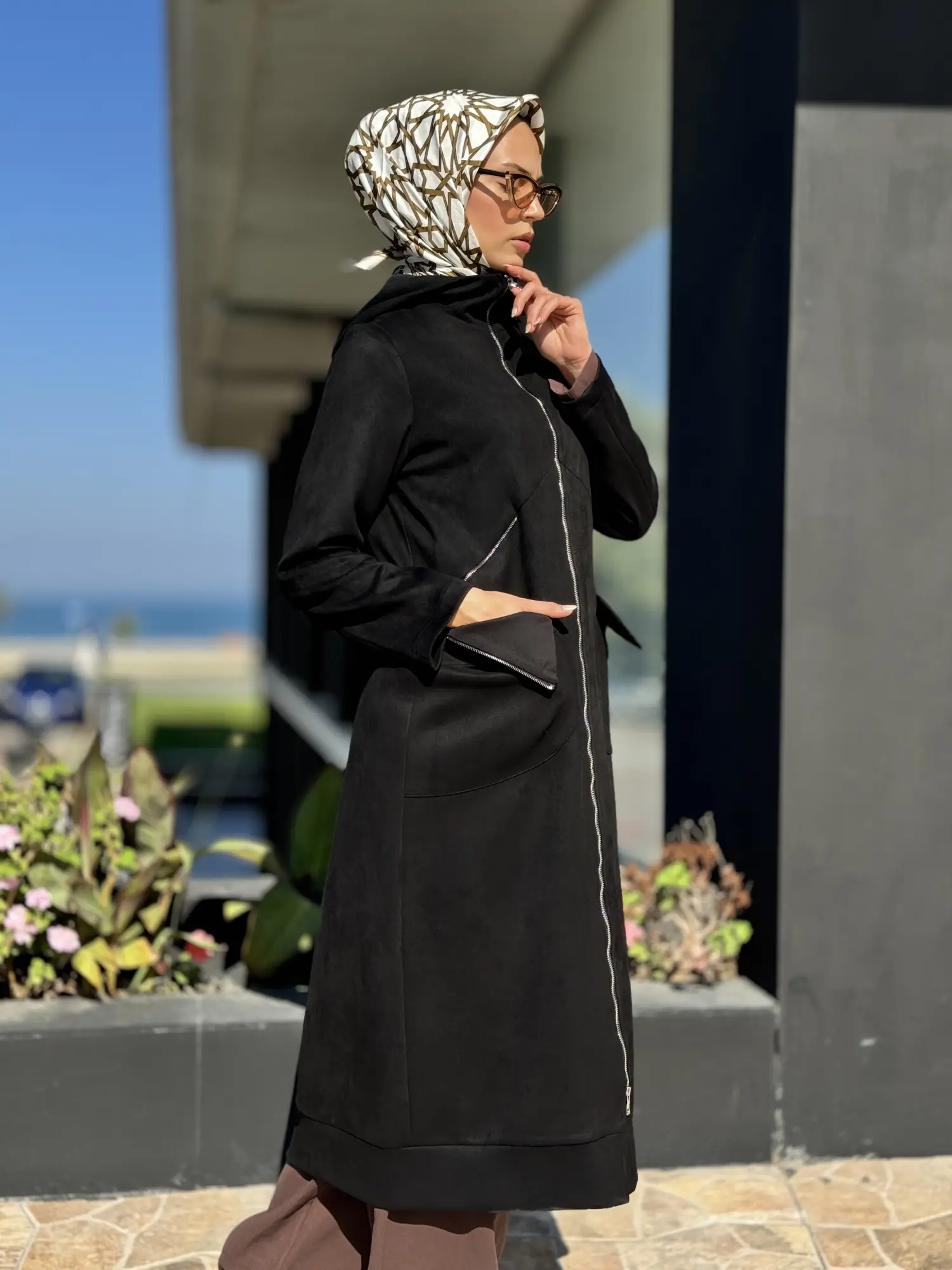 Misswhence Cep Detaylı Süet Pardesü 36510