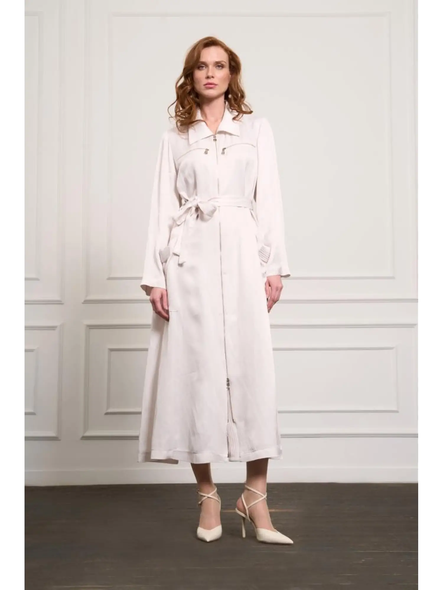 Misswhence Cep ve Fermuar Detaylı Chanel Keten Pardesü 37515