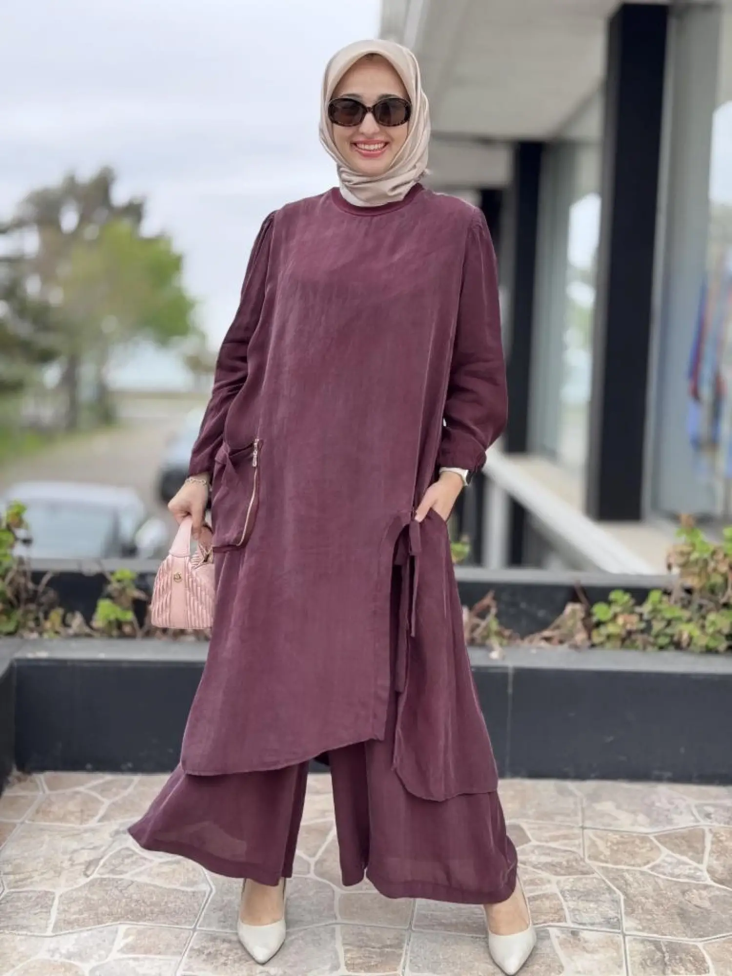 Misswhence Cep Ve Yırtmaç Detaylı Tam Boy Tunik Pantolon Takım 37023