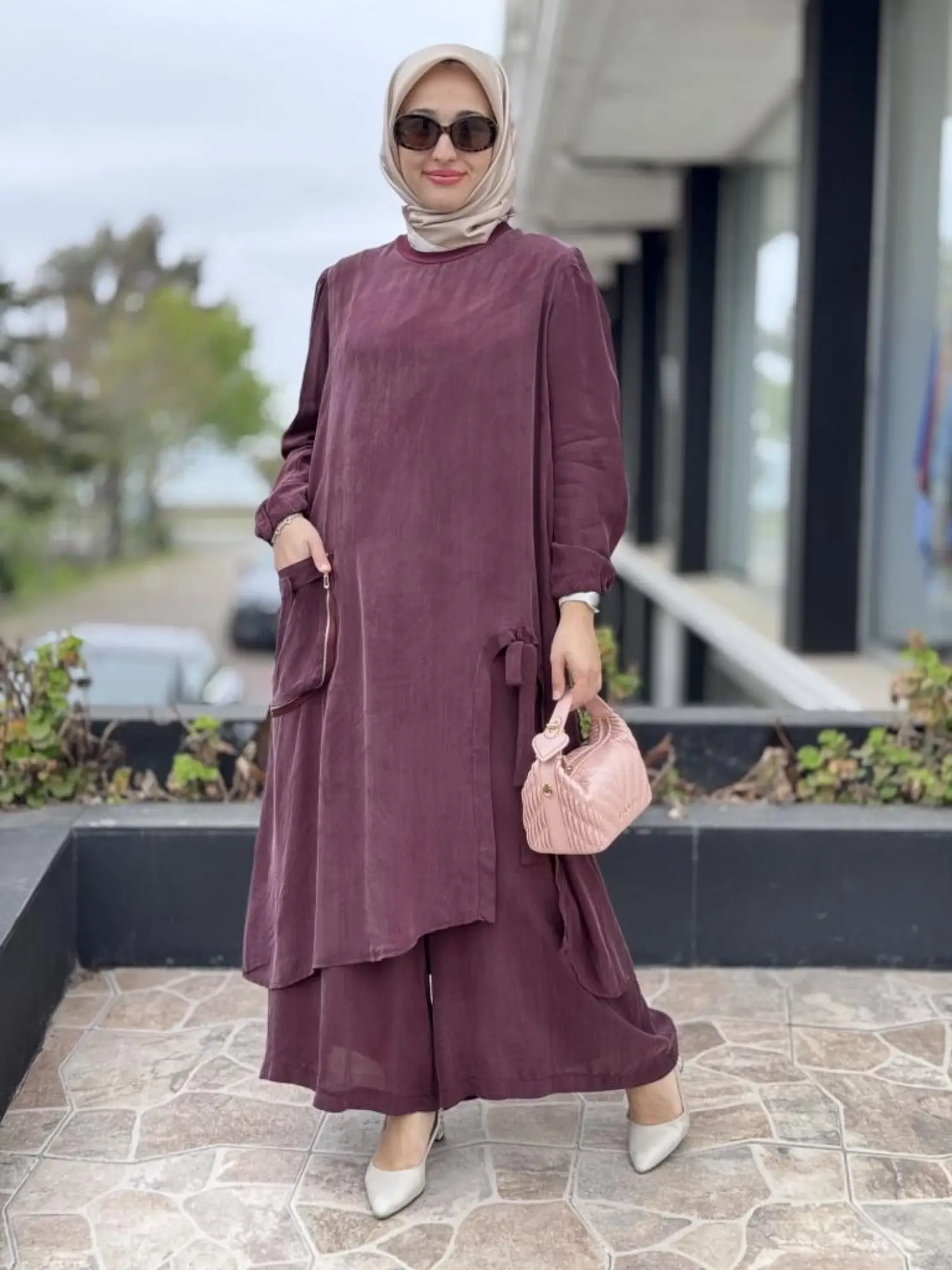 Misswhence Cep Ve Yırtmaç Detaylı Tam Boy Tunik Pantolon Takım 37023