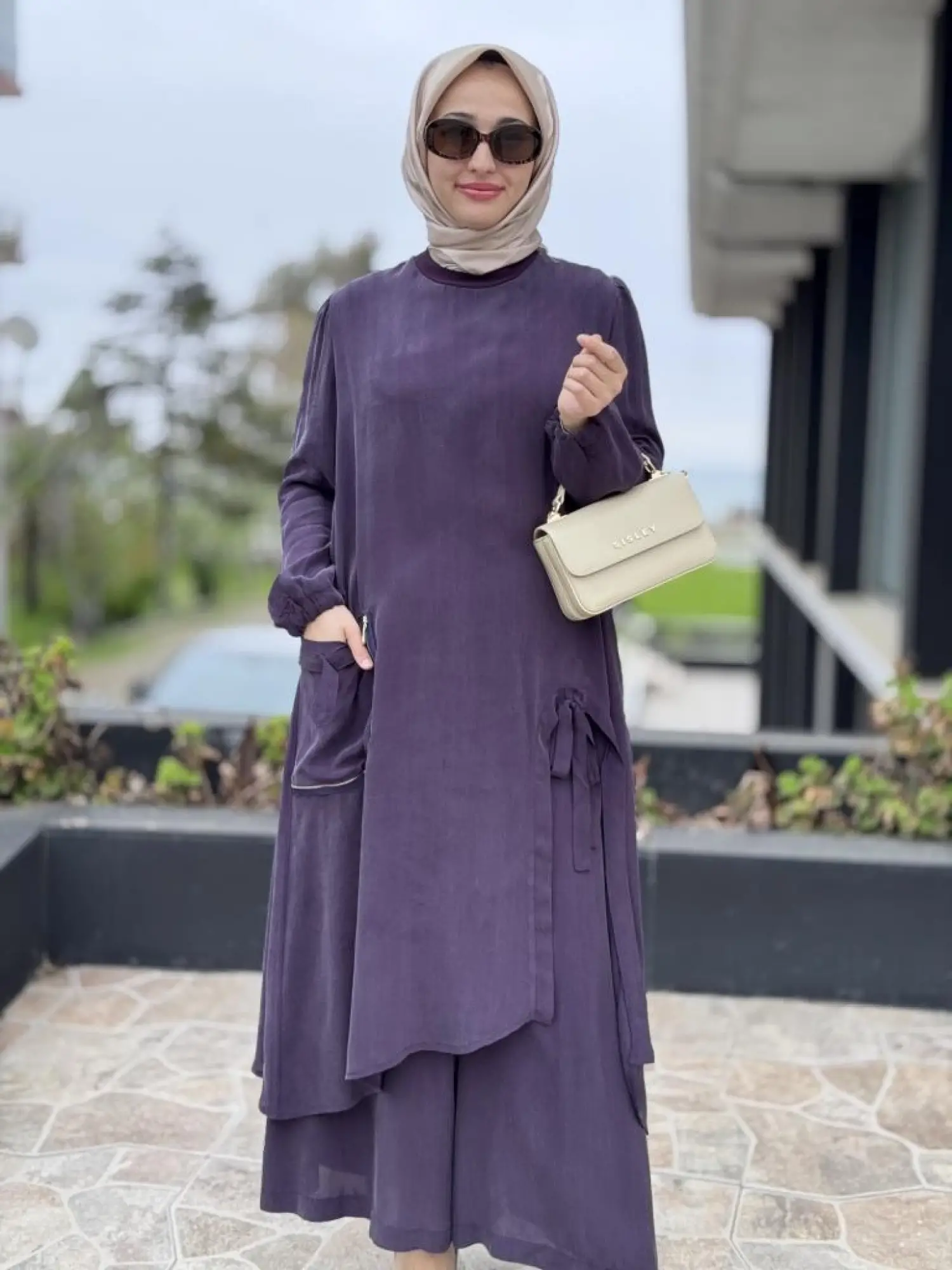 Misswhence Cep Ve Yırtmaç Detaylı Tam Boy Tunik Pantolon Takım 37023