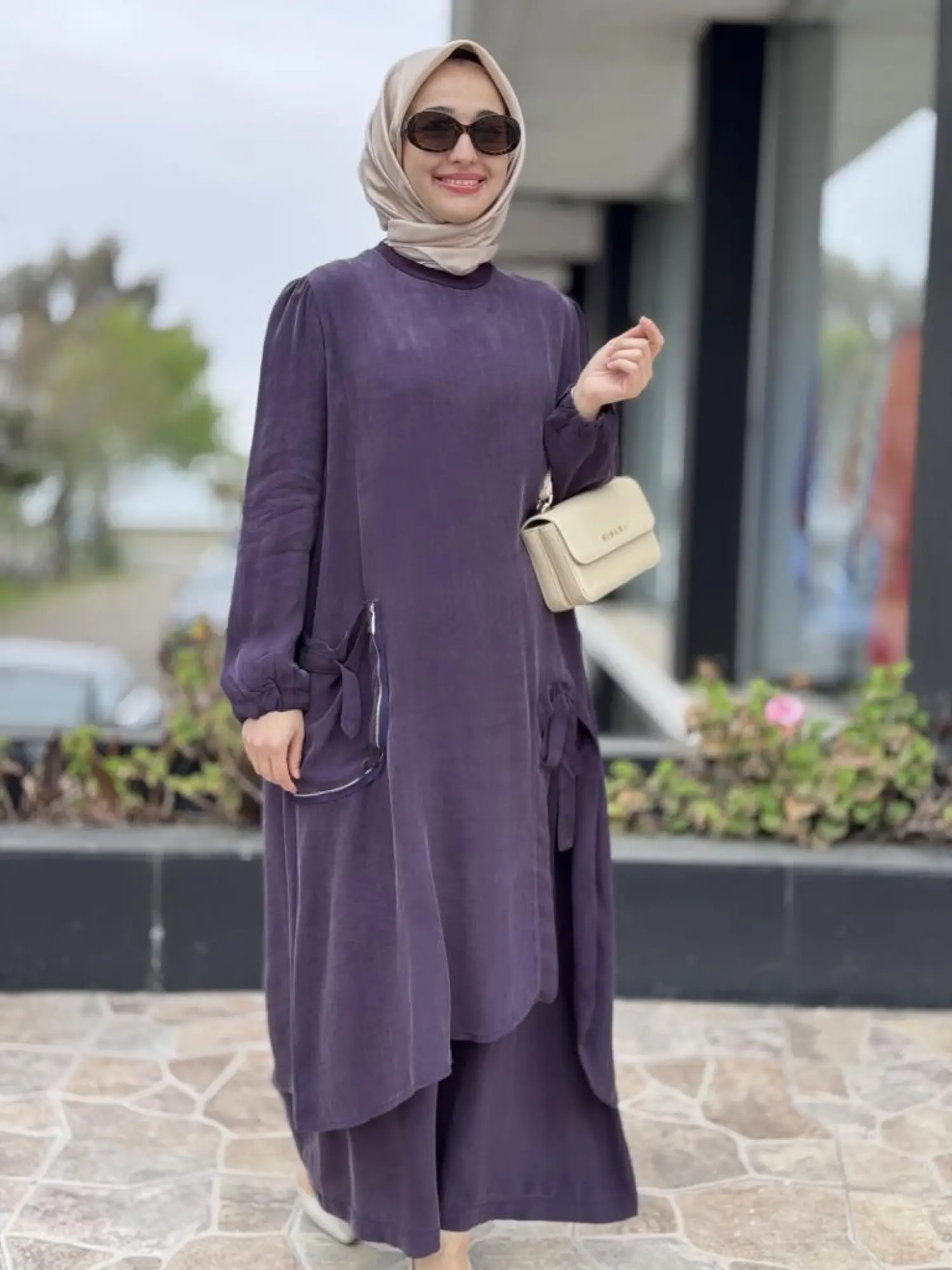 Misswhence Cep Ve Yırtmaç Detaylı Tam Boy Tunik Pantolon Takım 37023