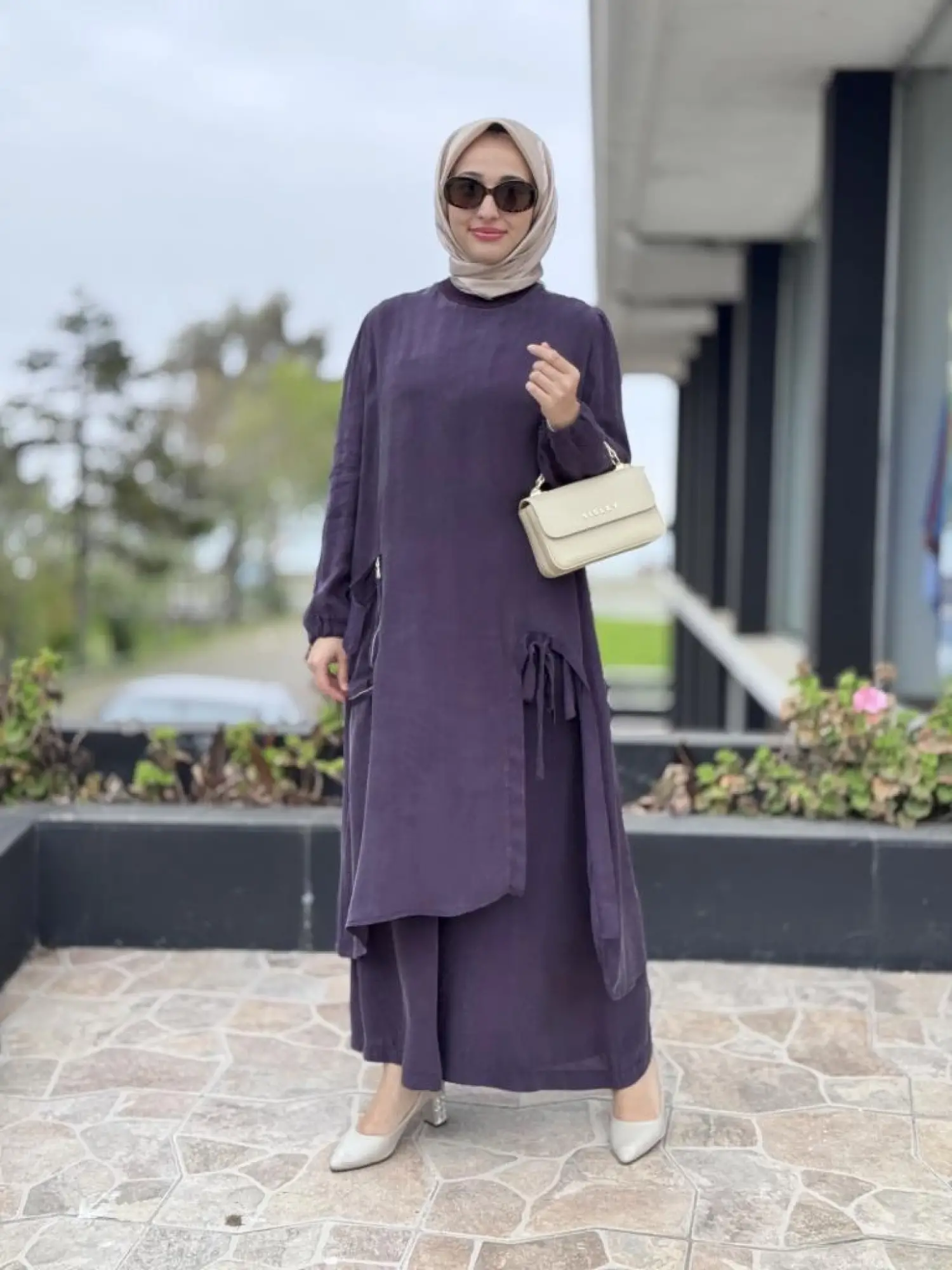 Misswhence Cep Ve Yırtmaç Detaylı Tam Boy Tunik Pantolon Takım 37023