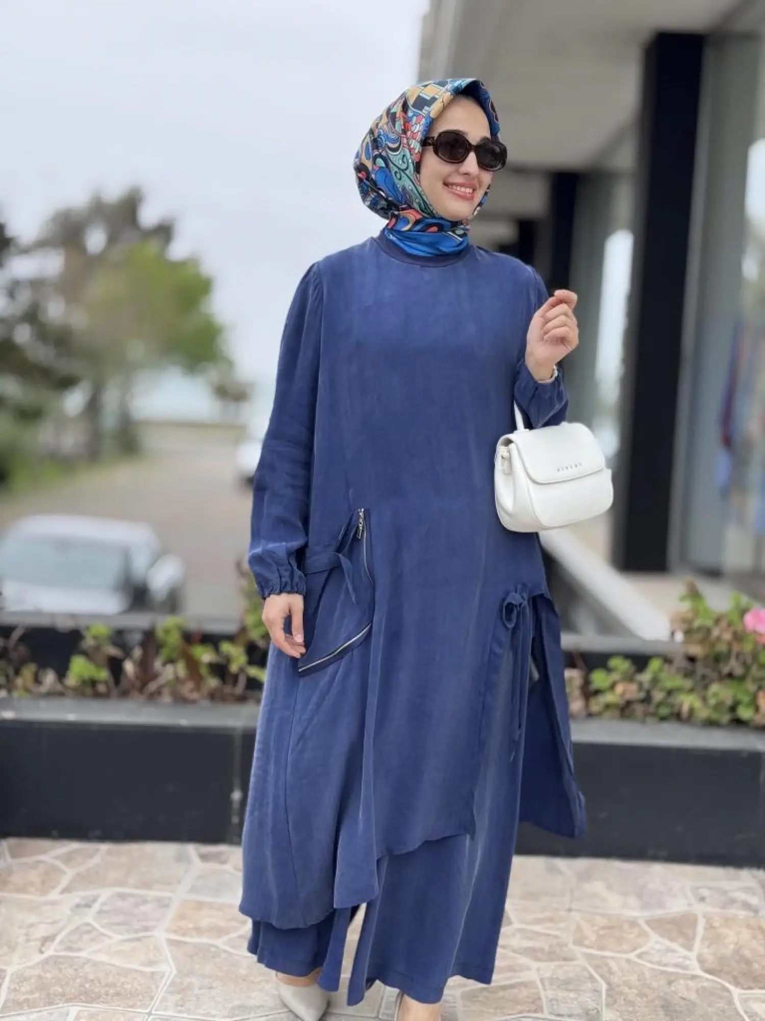 Misswhence Cep Ve Yırtmaç Detaylı Tam Boy Tunik Pantolon Takım 37023