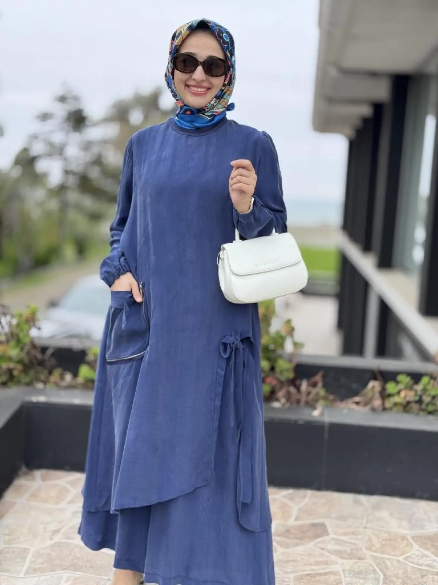 Misswhence Cep Ve Yırtmaç Detaylı Tam Boy Tunik Pantolon Takım 37023