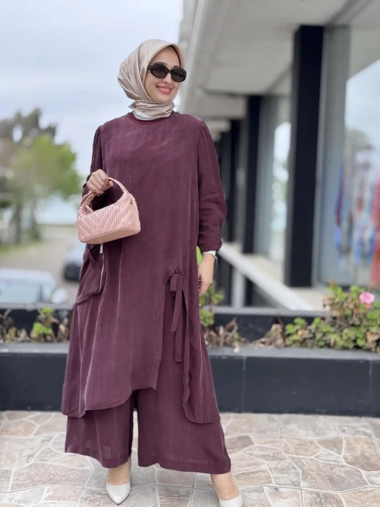 Misswhence Cep Ve Yırtmaç Detaylı Tam Boy Tunik Pantolon Takım 37023