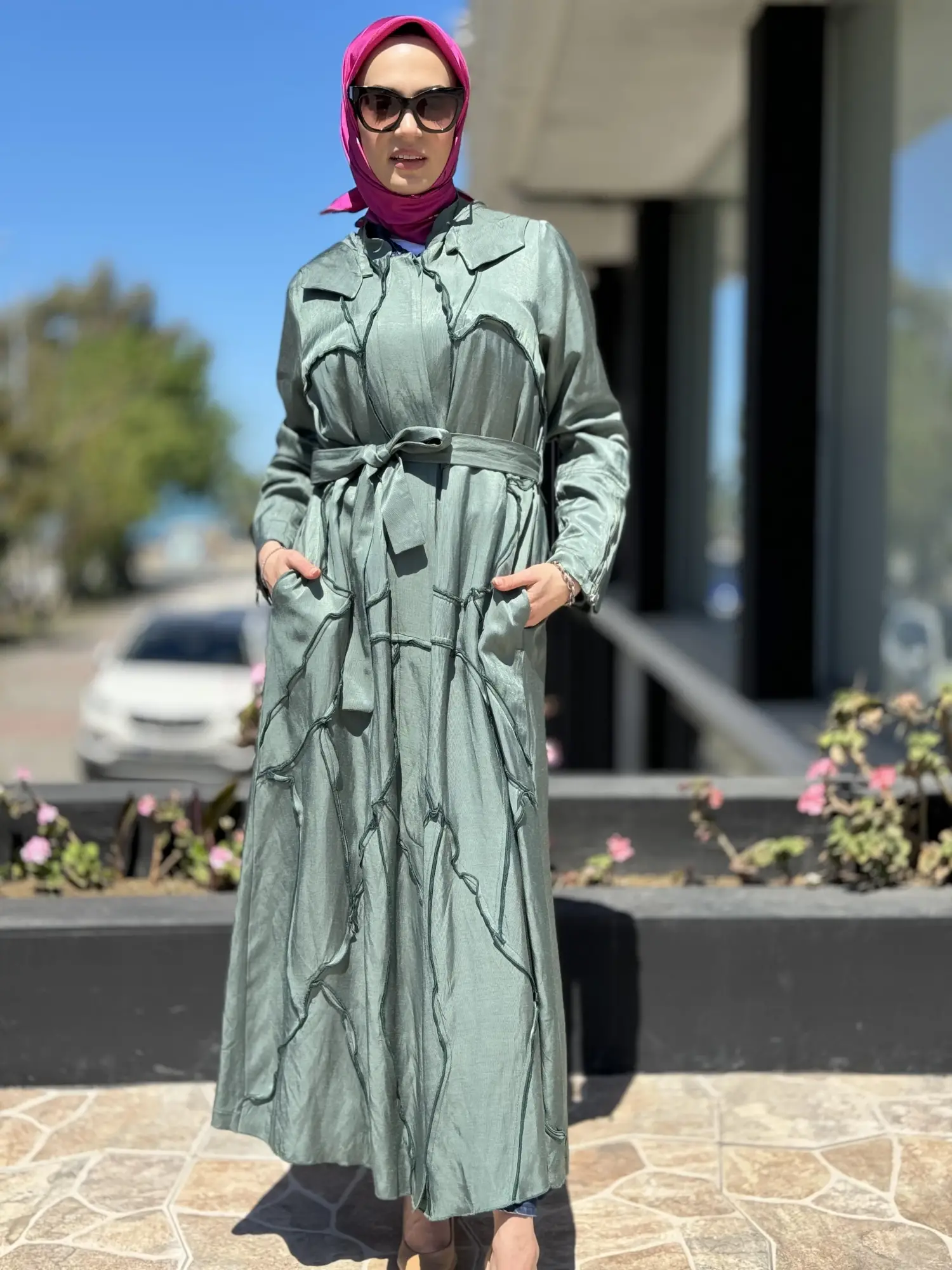 Misswhence Chanel Keten Düğmeli  Pardesü 35507