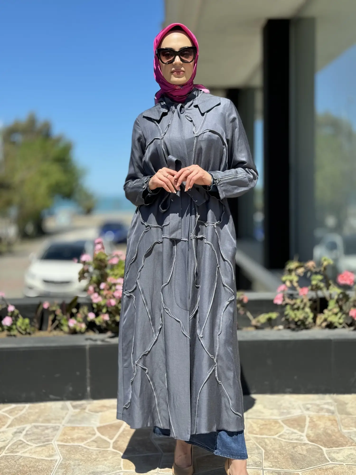 Misswhence Chanel Keten Düğmeli  Pardesü 35507