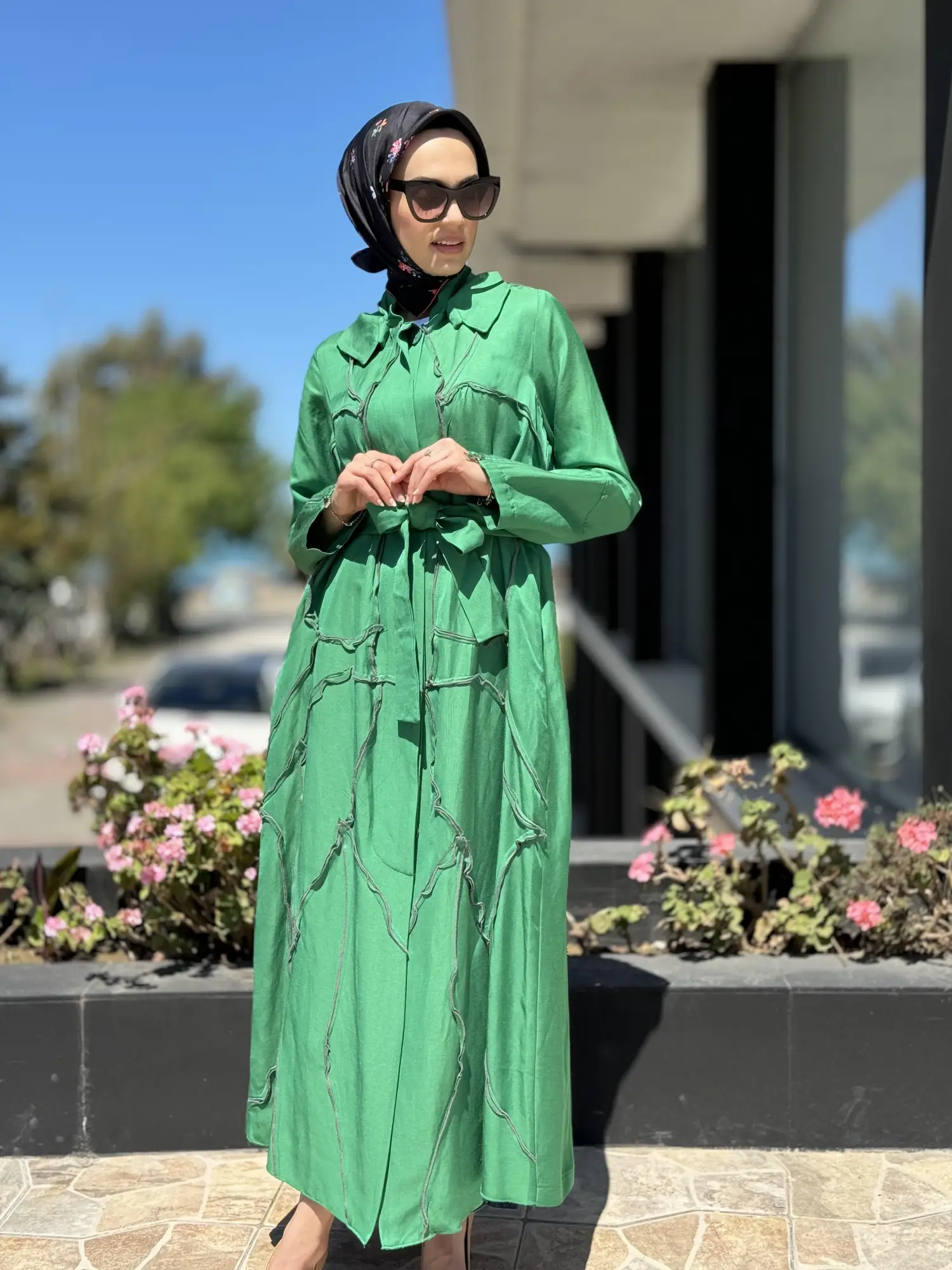 Misswhence Chanel Keten Düğmeli  Pardesü 35507