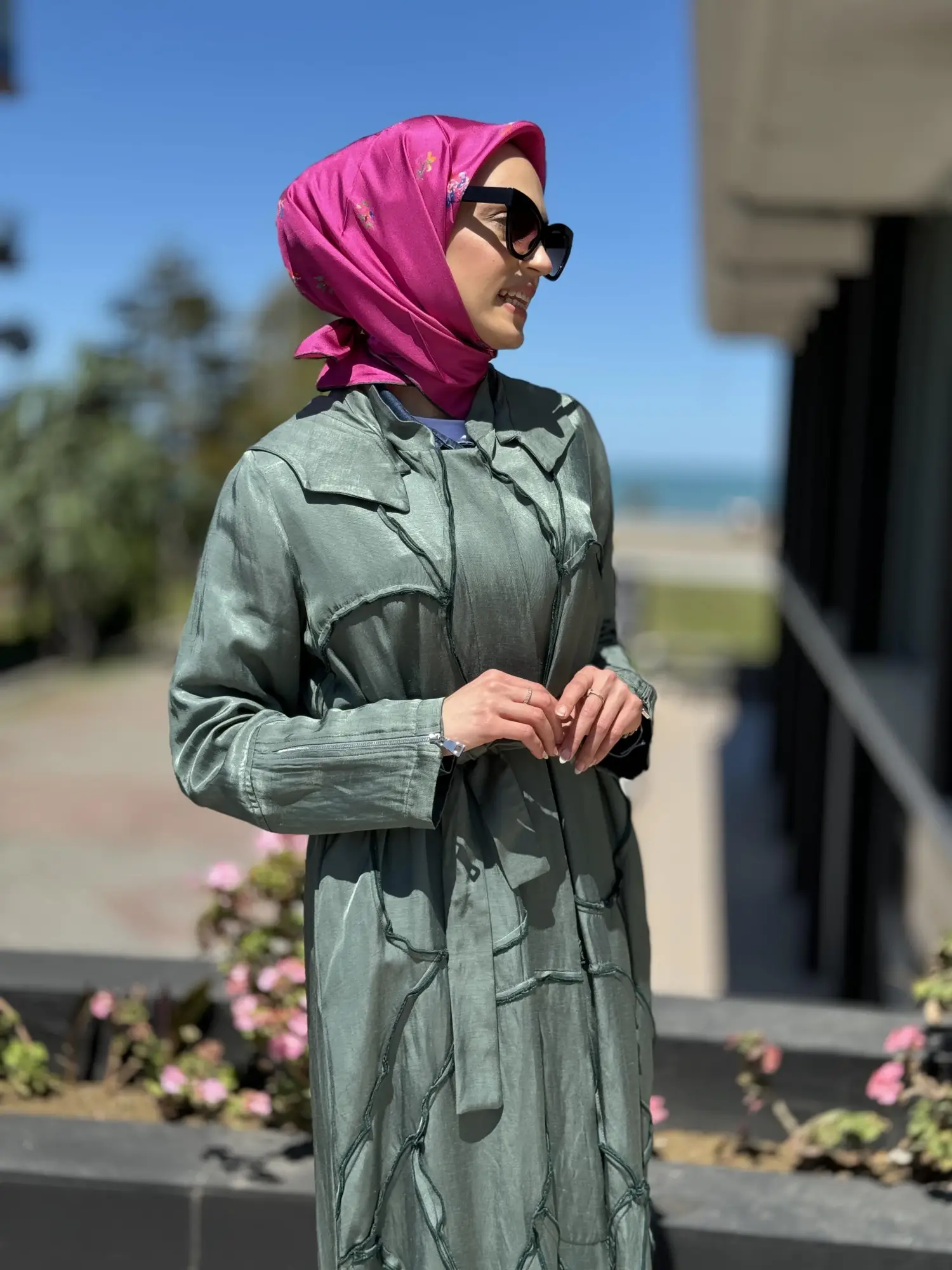 Misswhence Chanel Keten Düğmeli  Pardesü 35507