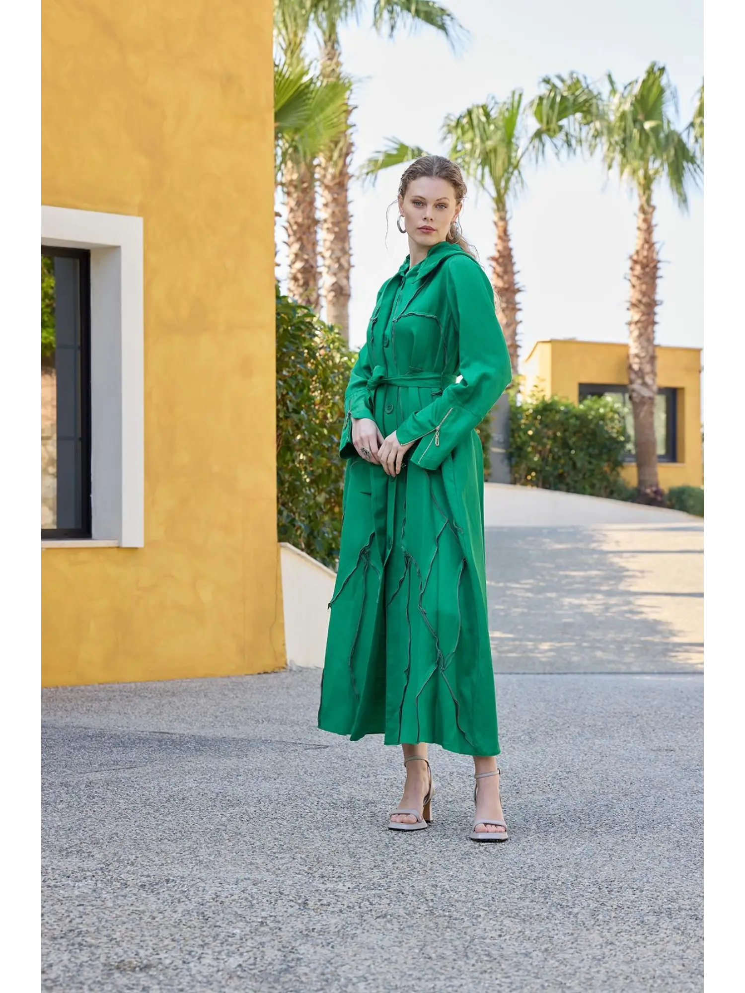 Misswhence Chanel Keten Düğmeli  Pardesü 35507