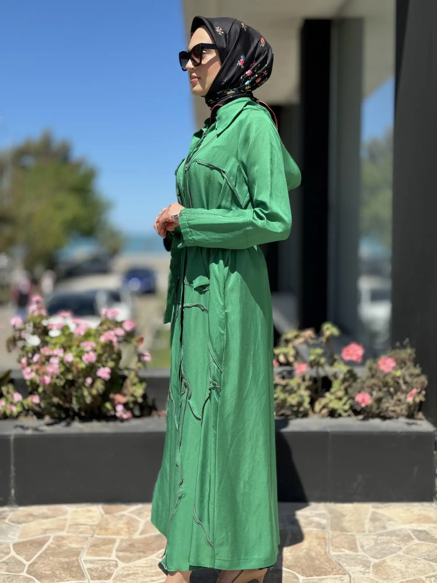 Misswhence Chanel Keten Düğmeli  Pardesü 35507