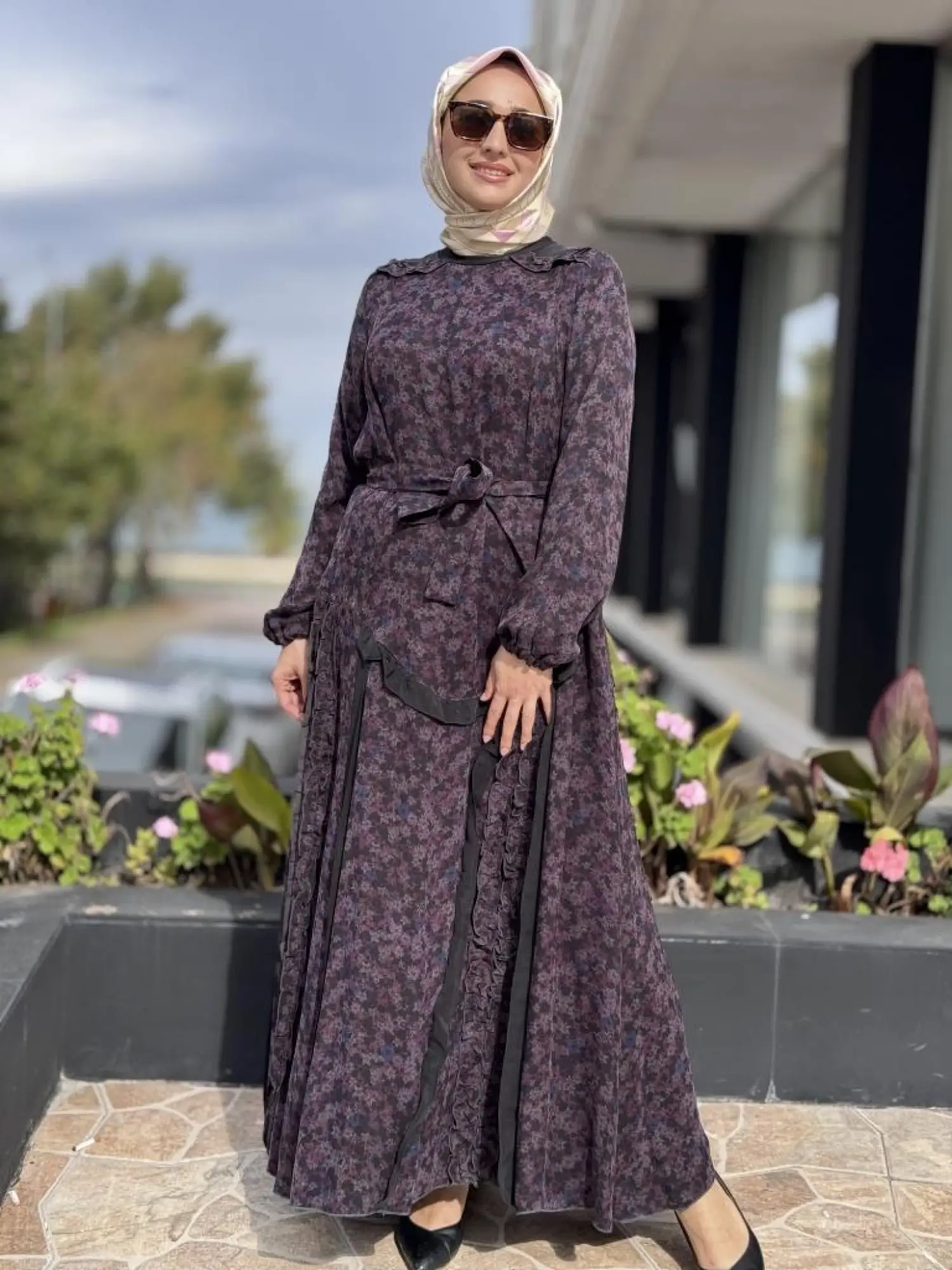 Misswhence Çiçek Desenli Cupra İpek Elbise 38829