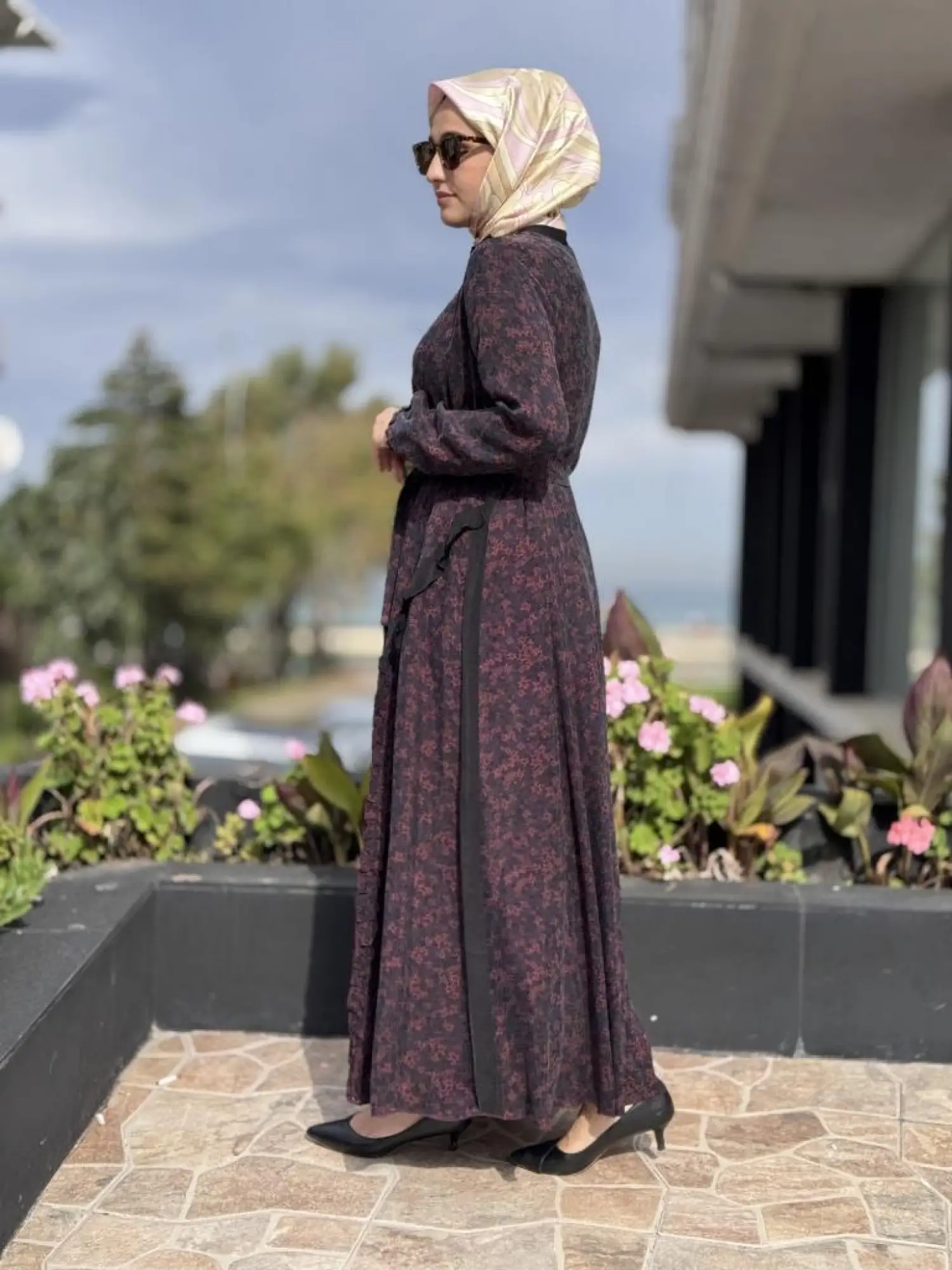 Misswhence Çiçek Desenli Cupra İpek Elbise 38829