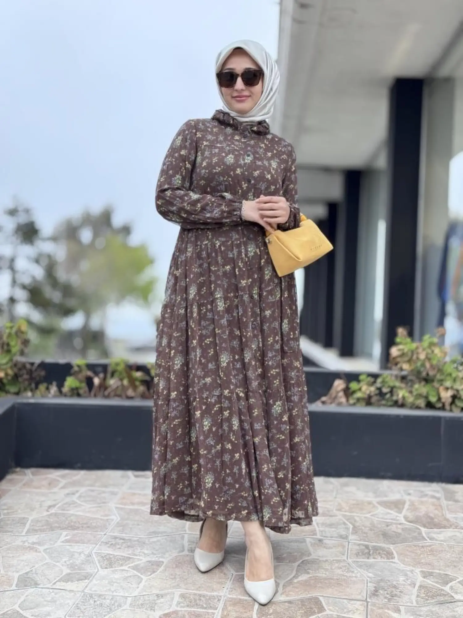 Misswhence Çiçekli Şifon Detaylı İkili Elbise 37815