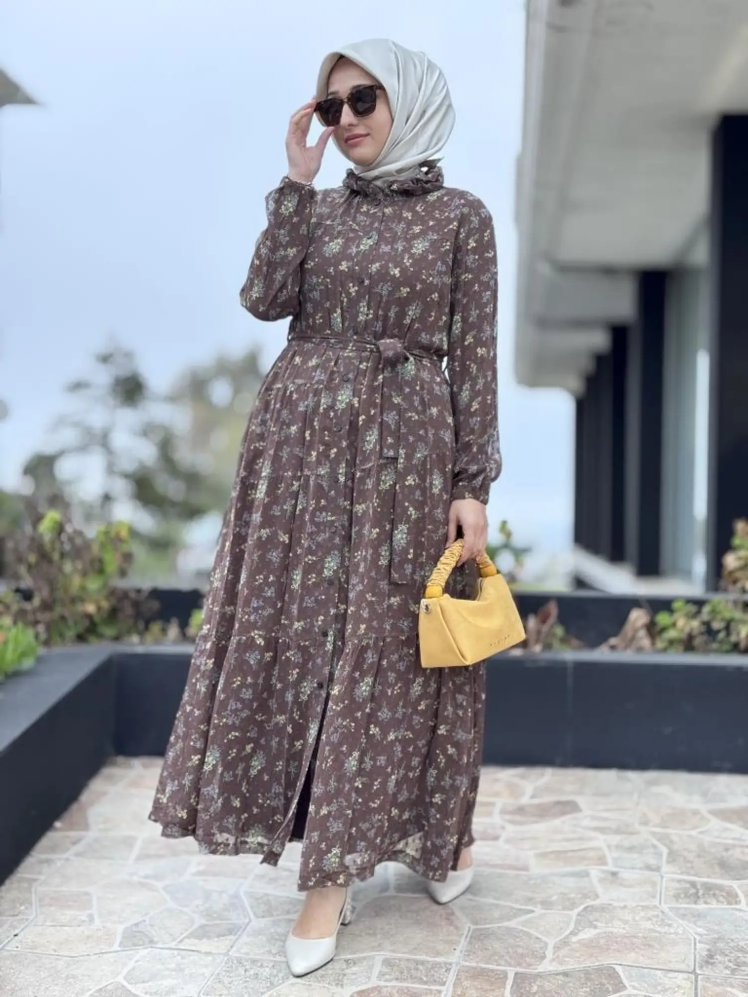 Misswhence Çiçekli Şifon Detaylı İkili Elbise 37815