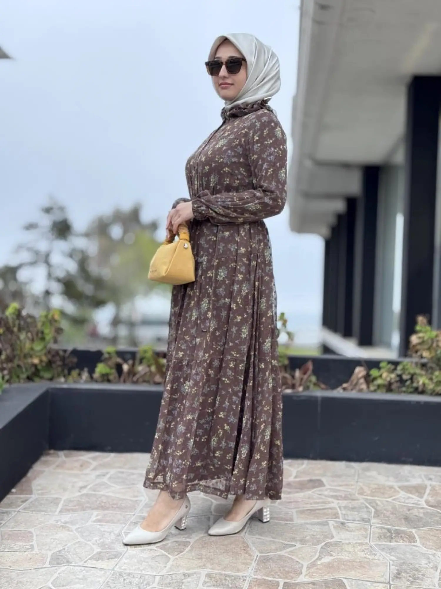 Misswhence Çiçekli Şifon Detaylı İkili Elbise 37815