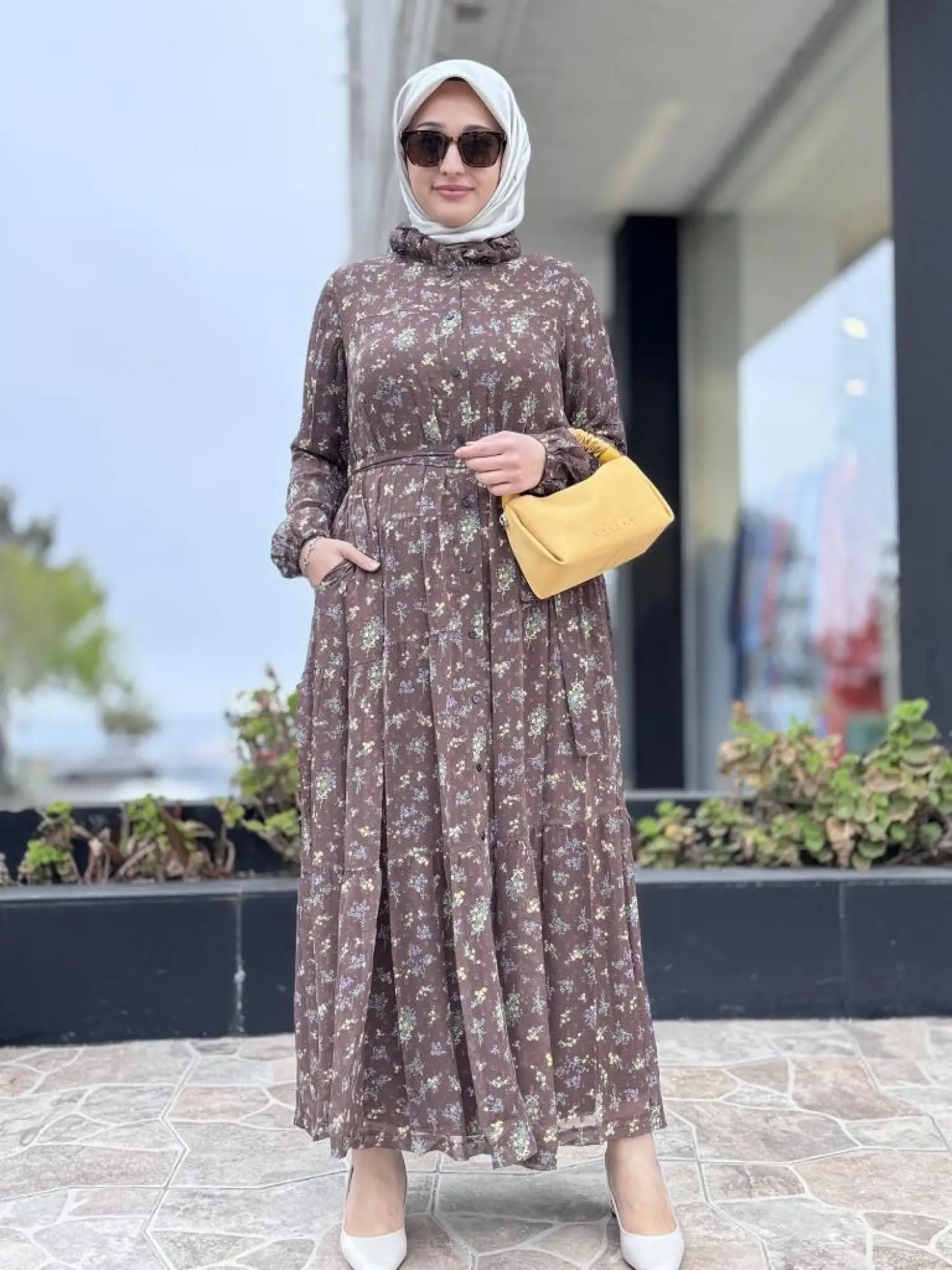 Misswhence Çiçekli Şifon Detaylı İkili Elbise 37815