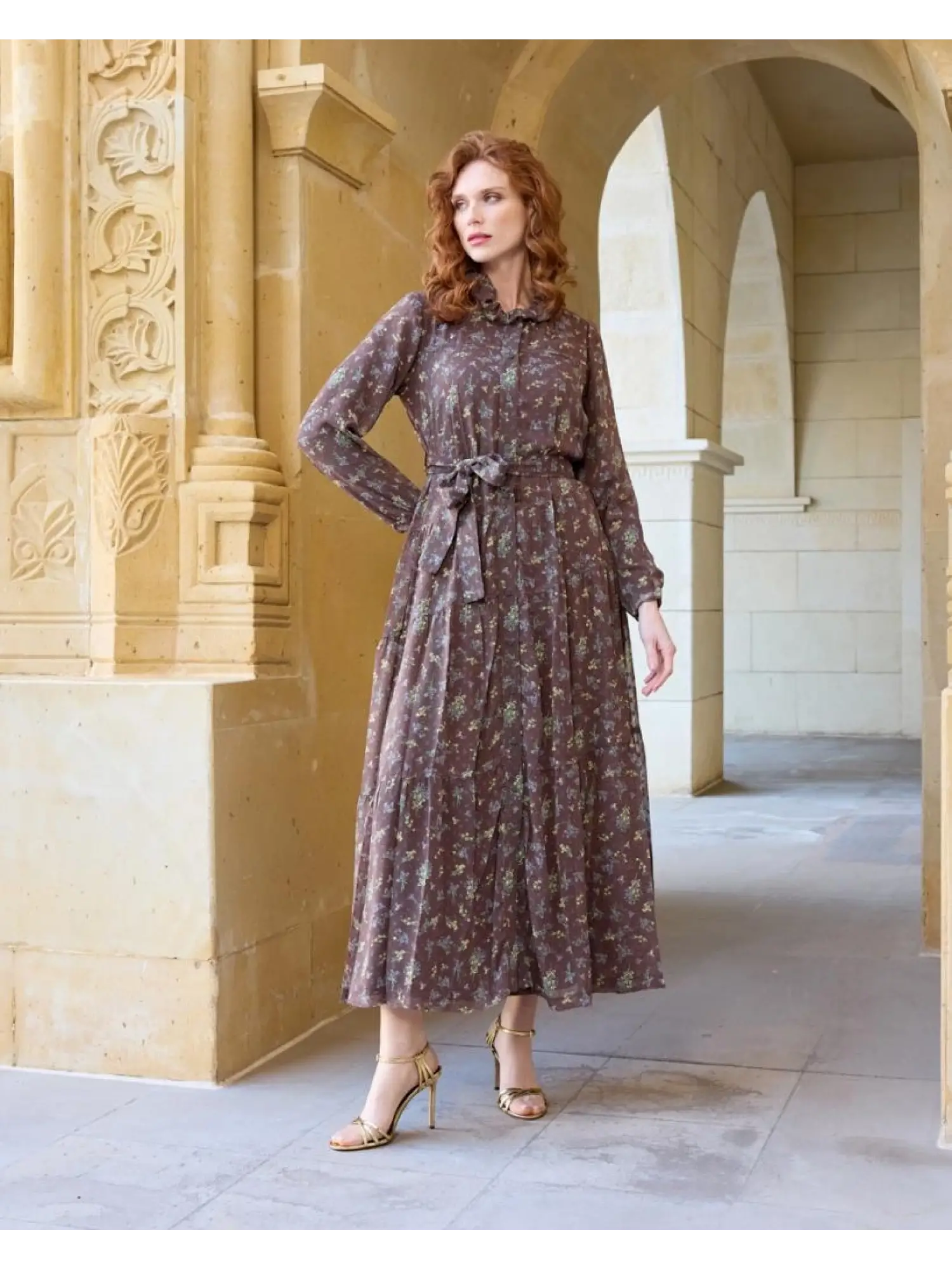 Misswhence Çiçekli Şifon Detaylı İkili Elbise 37815