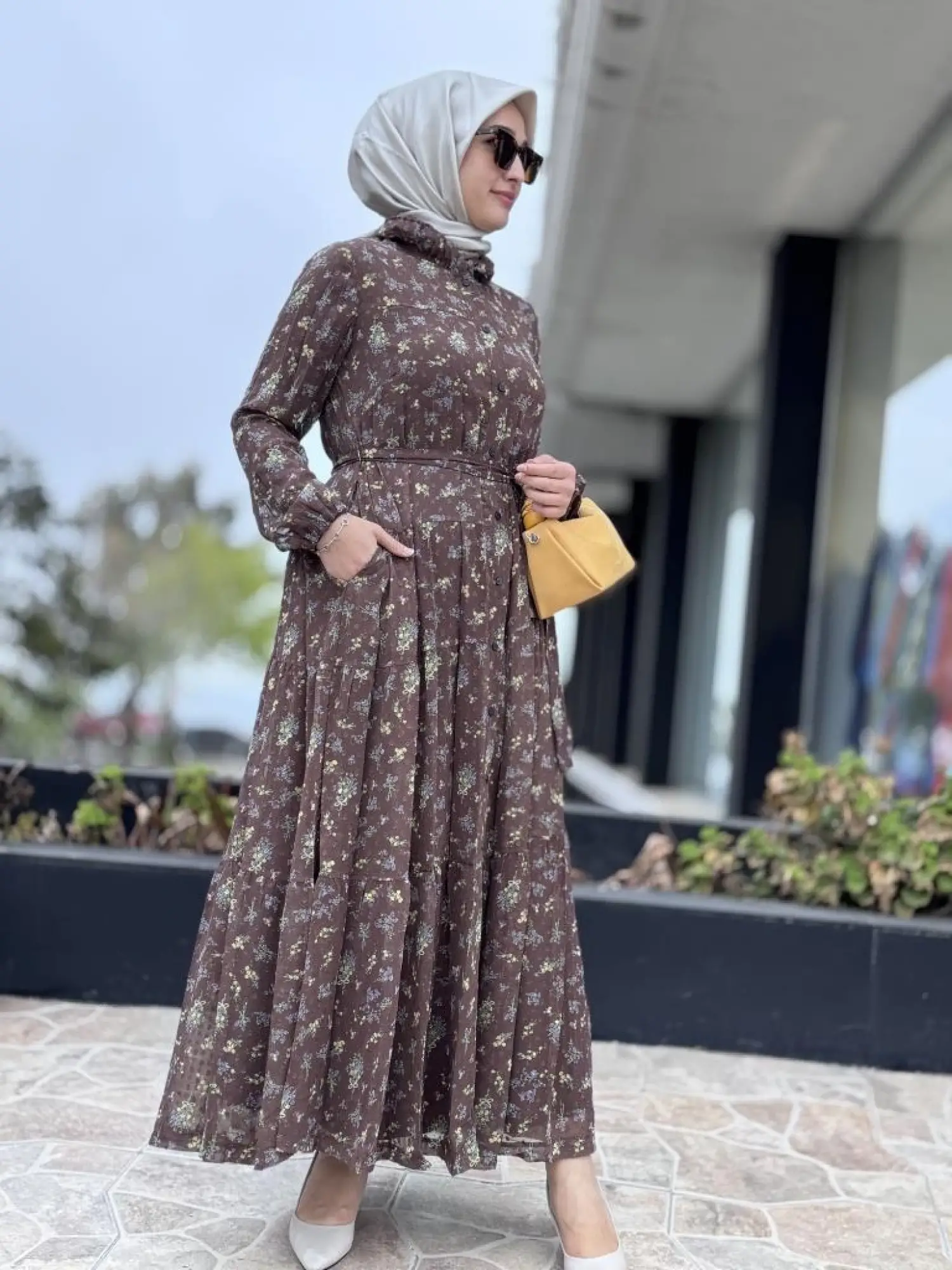 Misswhence Çiçekli Şifon Detaylı İkili Elbise 37815