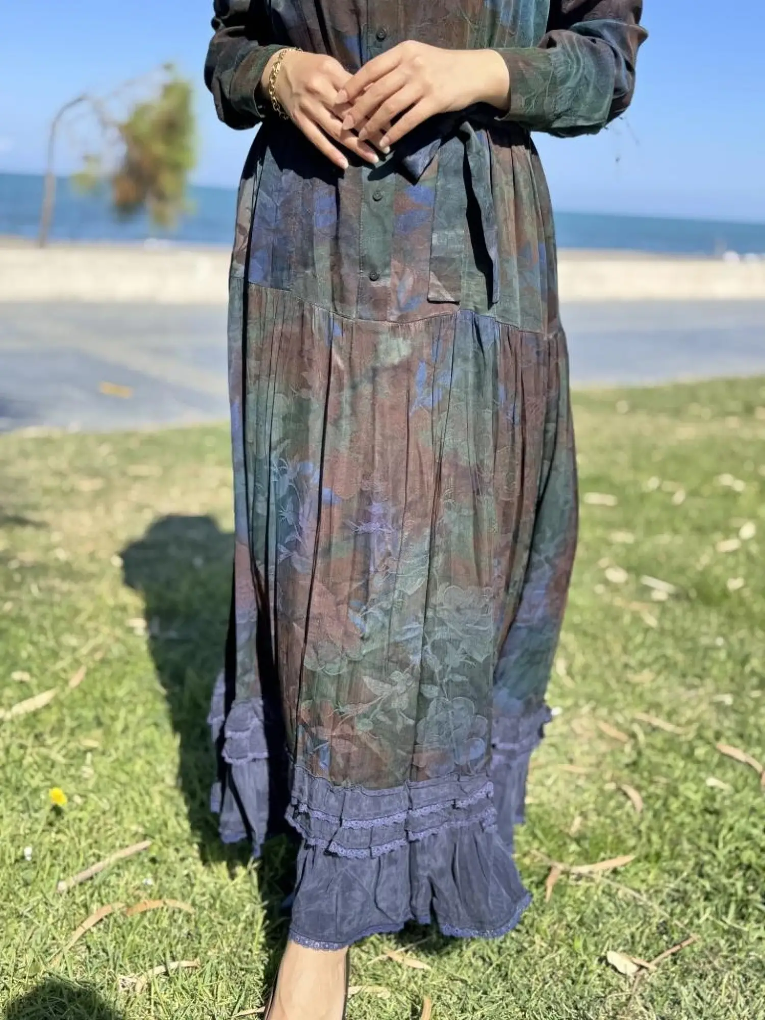 Misswhence Çıtçıt Detaylı Jakarlı Cupra İpek Elbise 38809