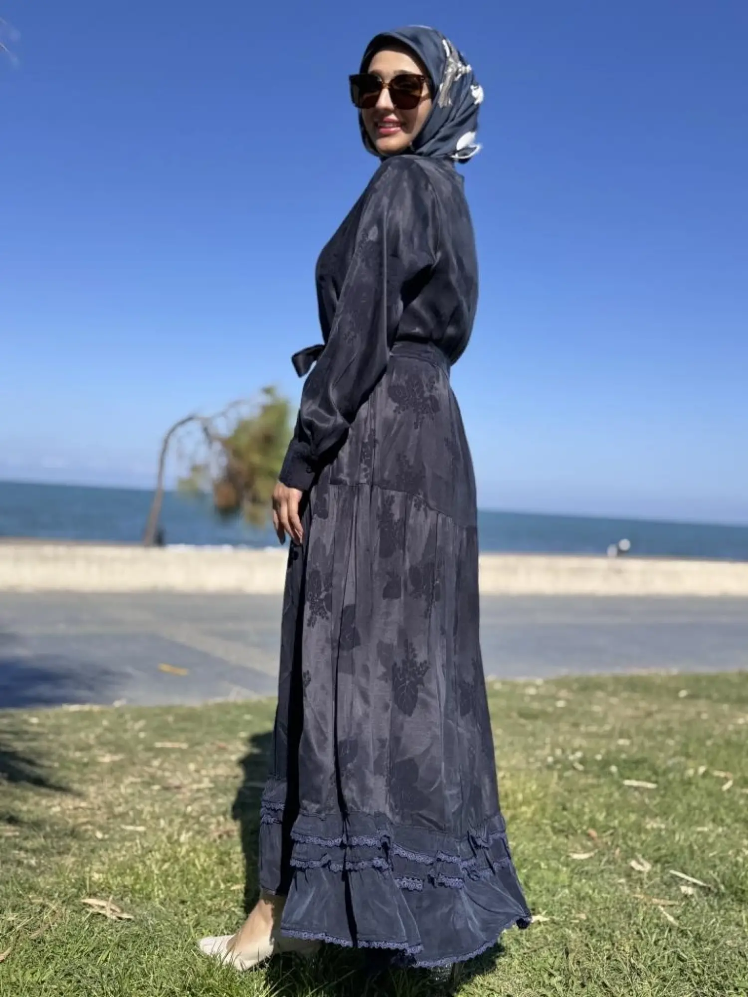 Misswhence Çıtçıt Detaylı Jakarlı Cupra İpek Elbise 38809