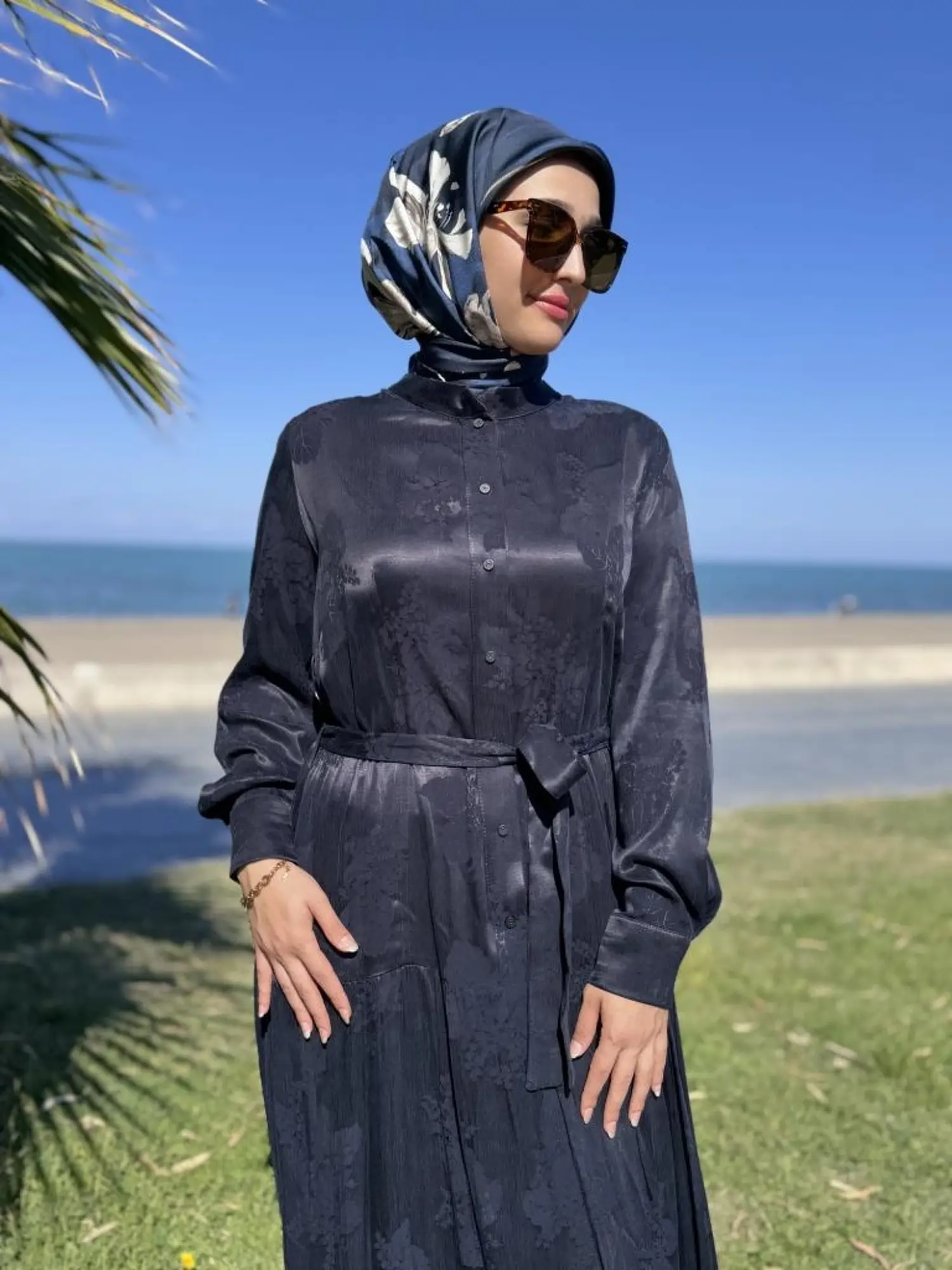 Misswhence Çıtçıt Detaylı Jakarlı Cupra İpek Elbise 38809