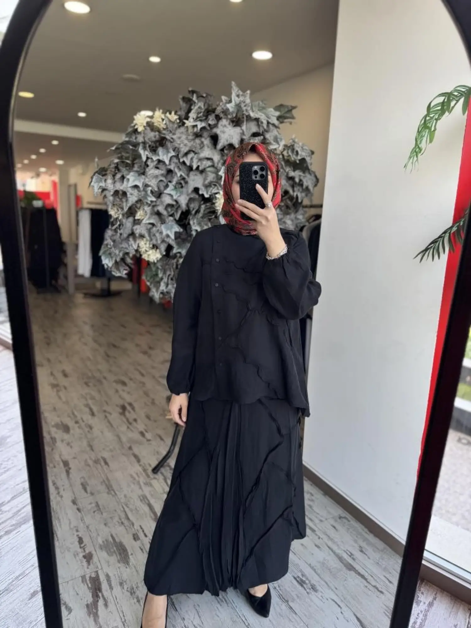 Misswhence Çıtçıtlı Patcwork Gömlek Etek Takım 37305