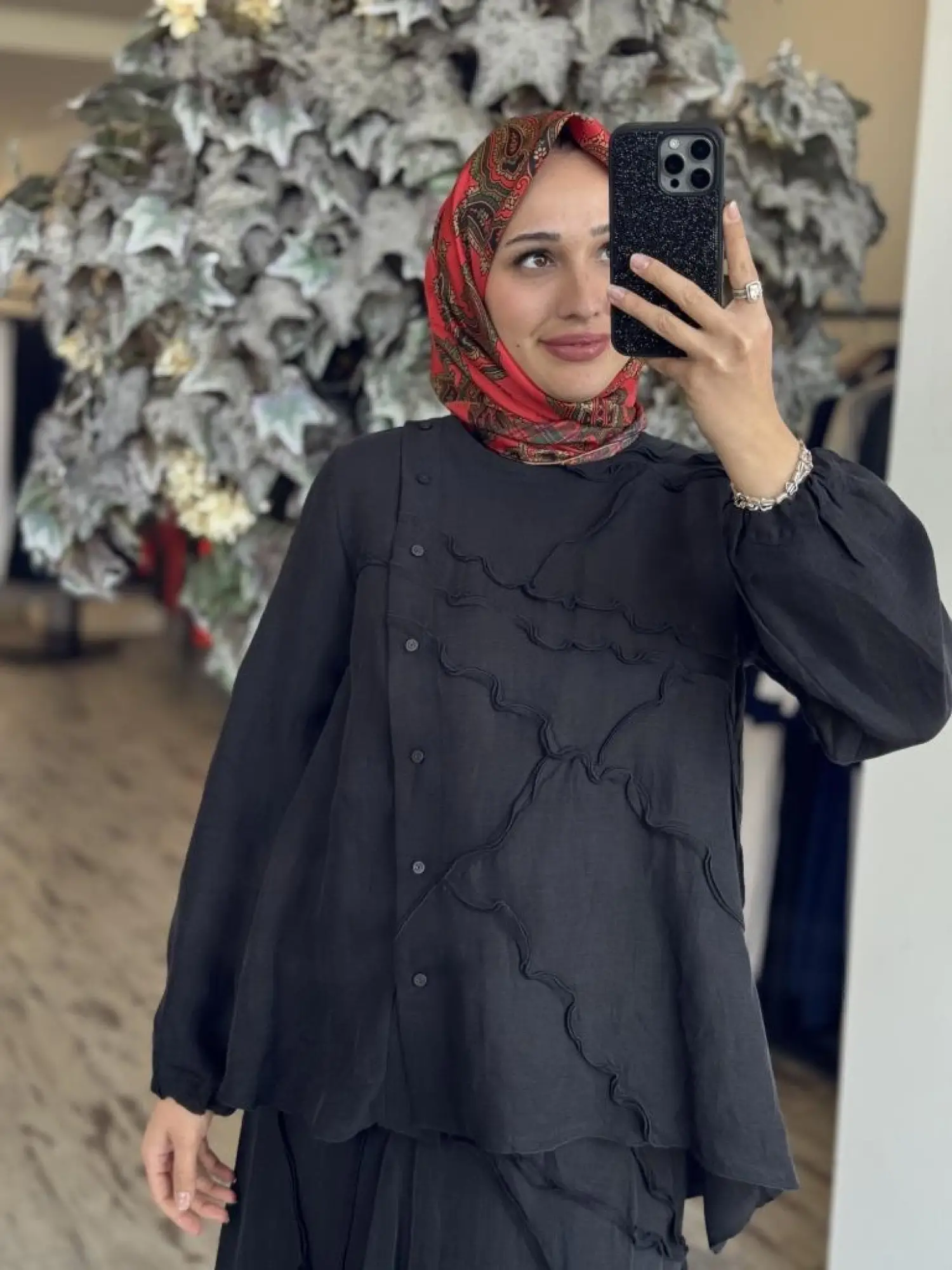 Misswhence Çıtçıtlı Patcwork Gömlek Etek Takım 37305