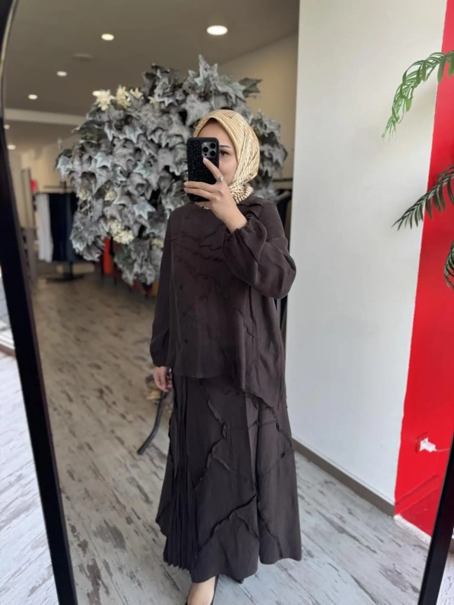 Misswhence Çıtçıtlı Patcwork Gömlek Etek Takım 37305