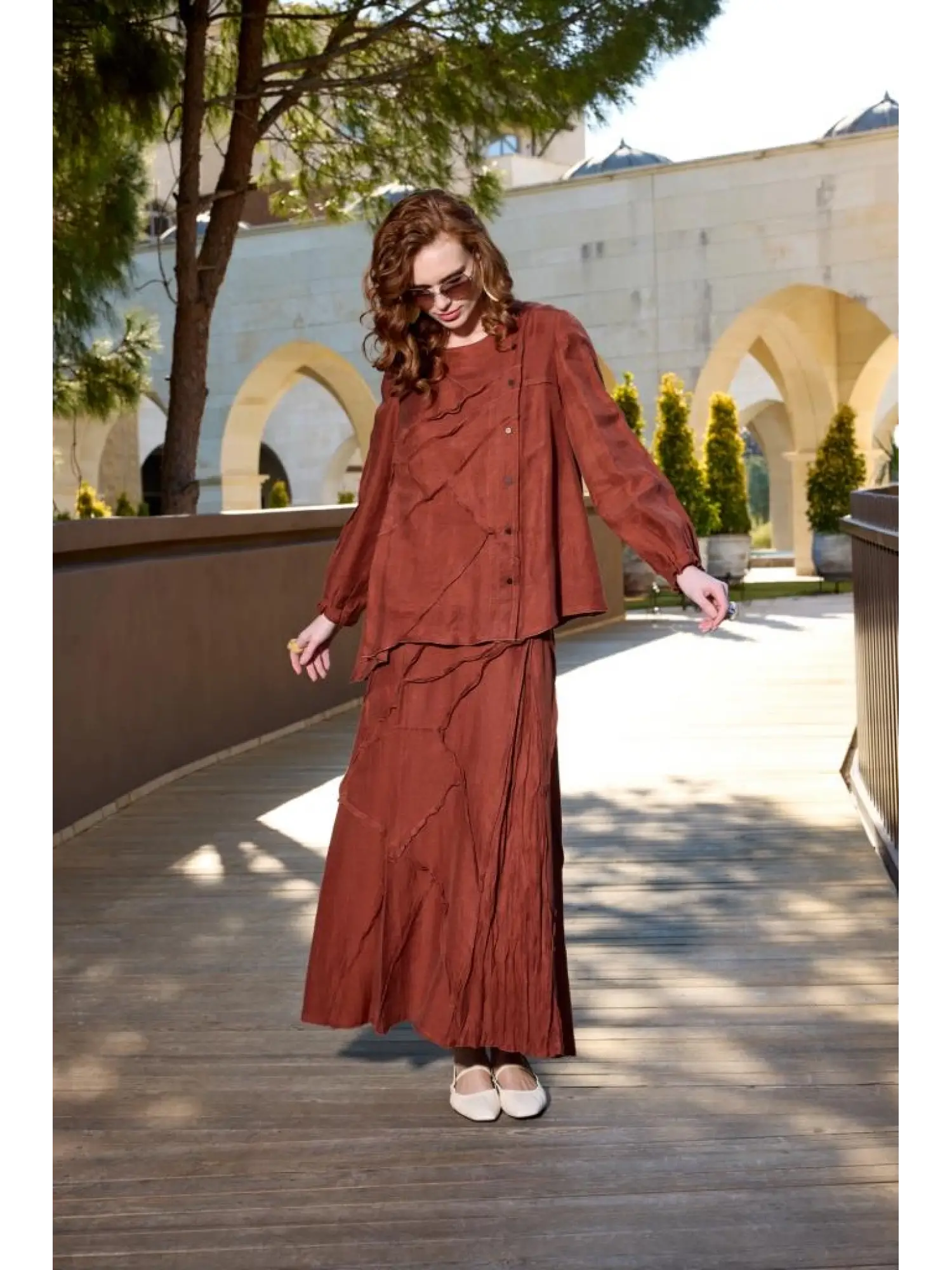 Misswhence Çıtçıtlı Patcwork Gömlek Etek Takım 37305