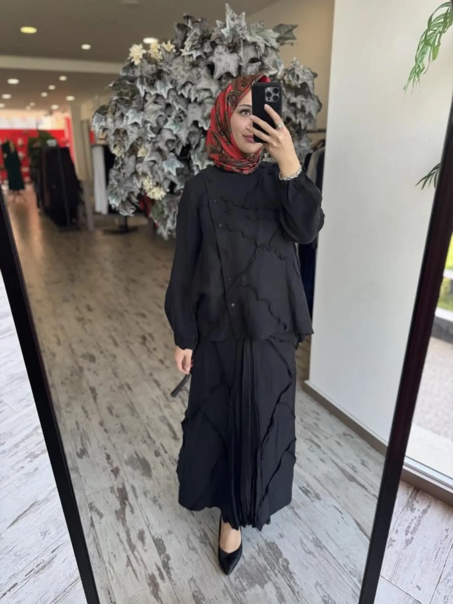 Misswhence Çıtçıtlı Patcwork Gömlek Etek Takım 37305