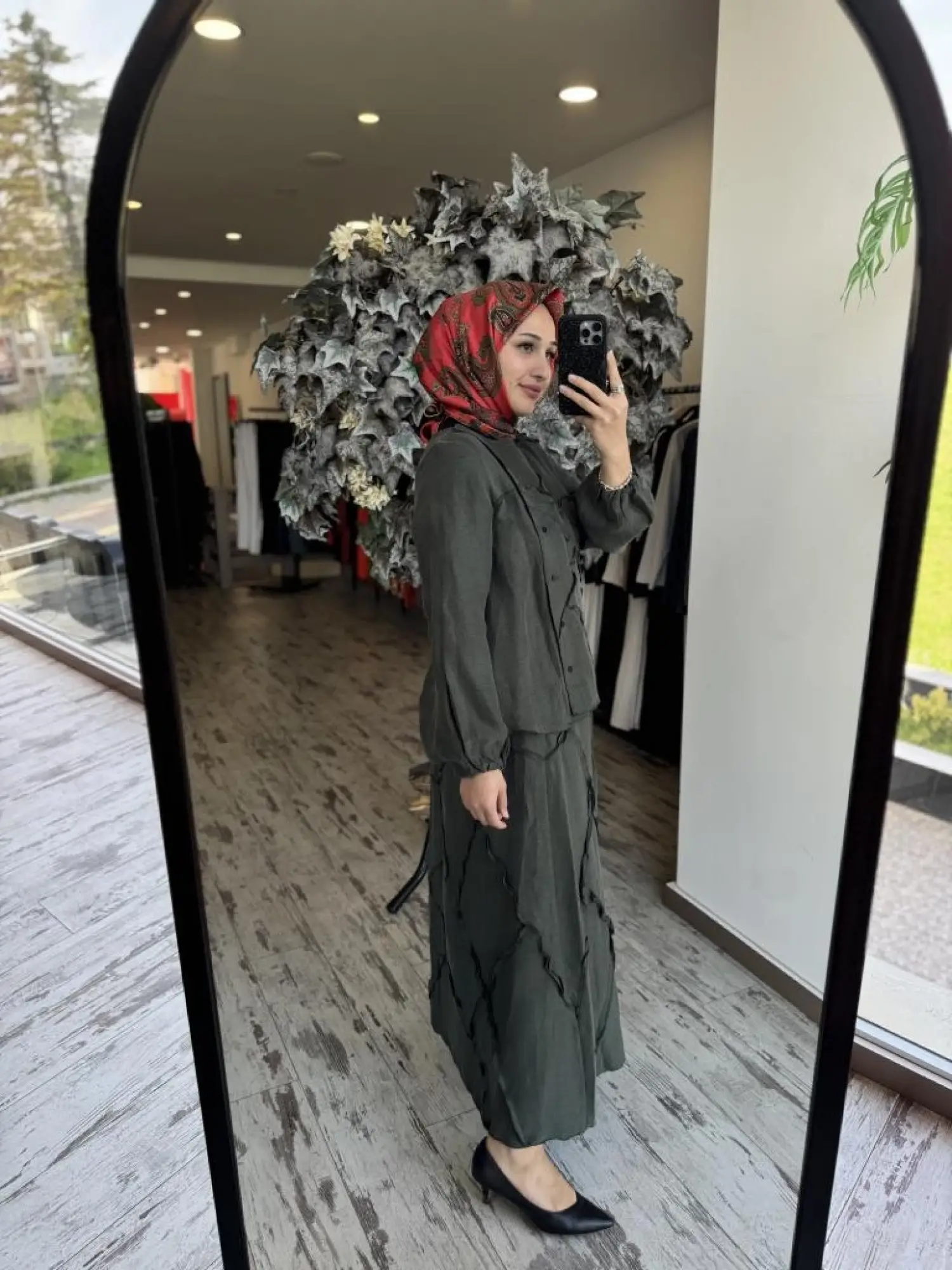 Misswhence Çıtçıtlı Patcwork Gömlek Etek Takım 37305