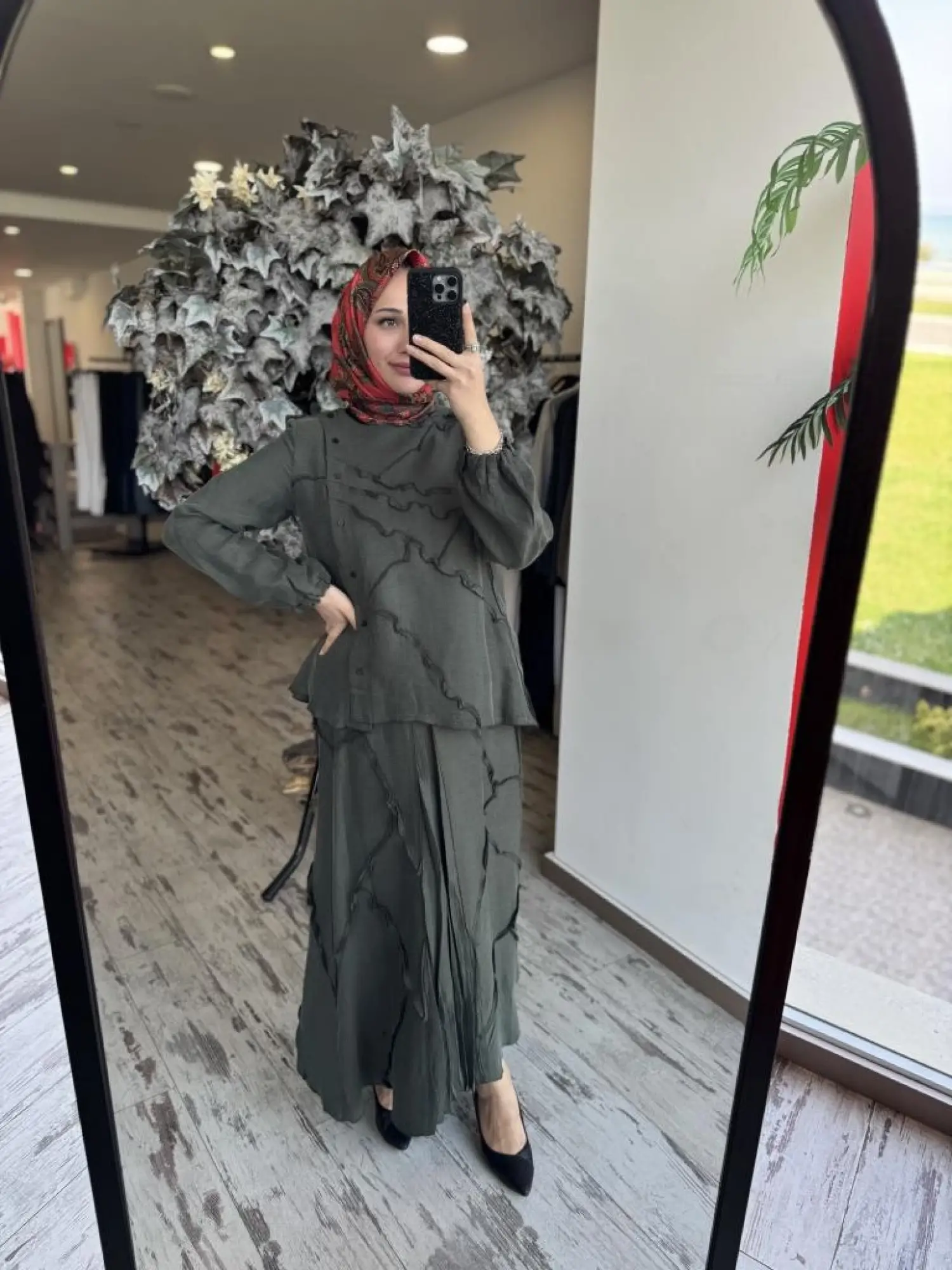 Misswhence Çıtçıtlı Patcwork Gömlek Etek Takım 37305